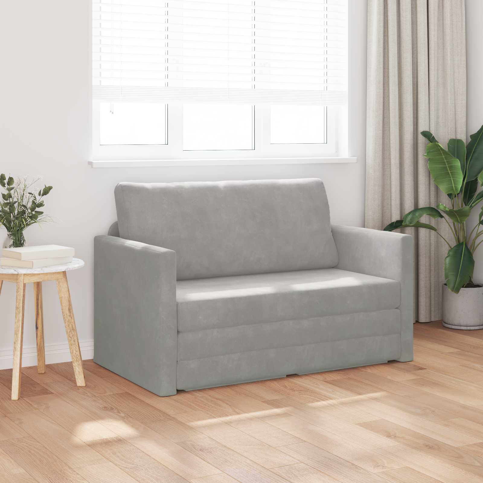 vidaXL Sofa Bed Jasnoszary 124 x 71 x 78 cm Aksamit