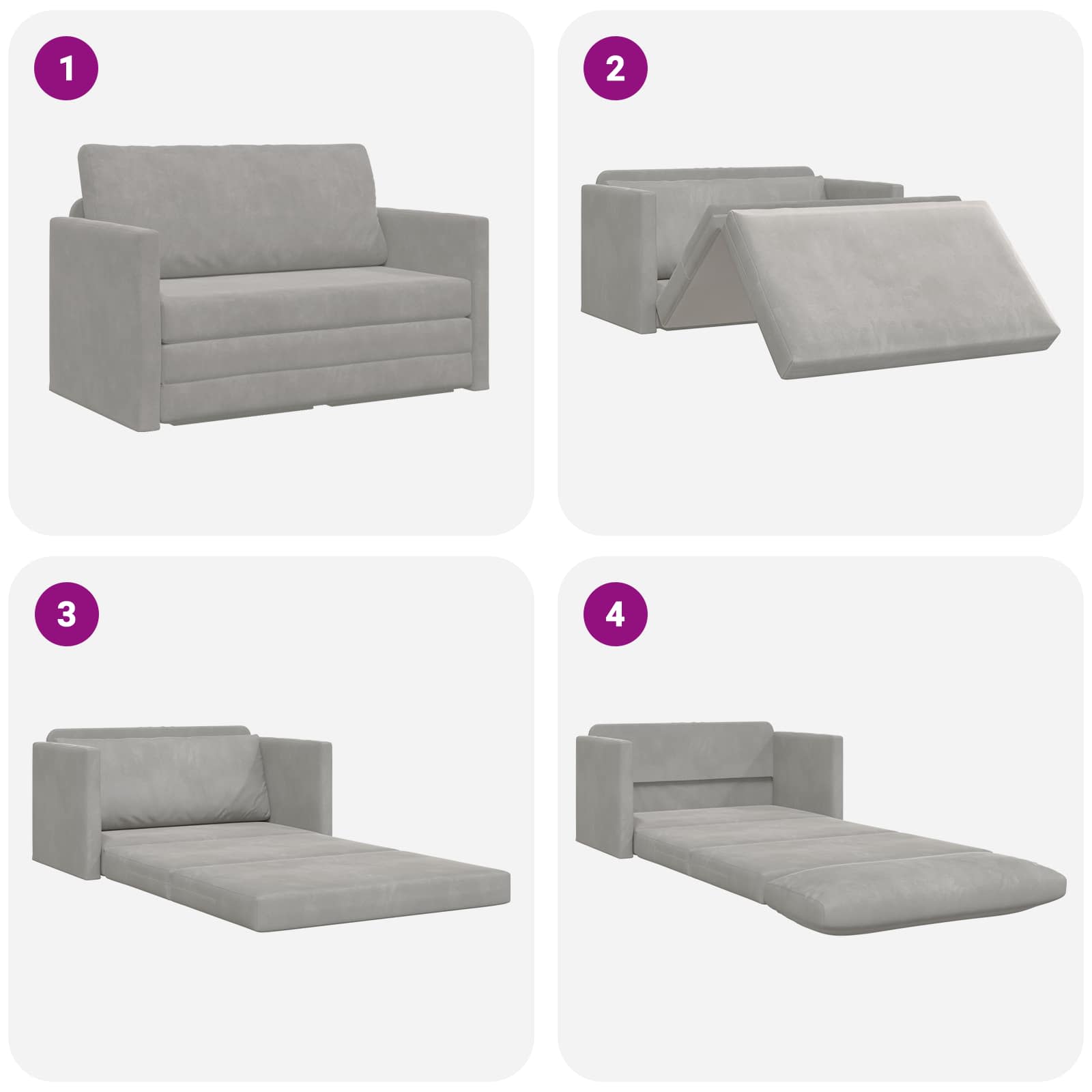 vidaXL Sofa Bed Jasnoszary 124 x 71 x 78 cm Aksamit
