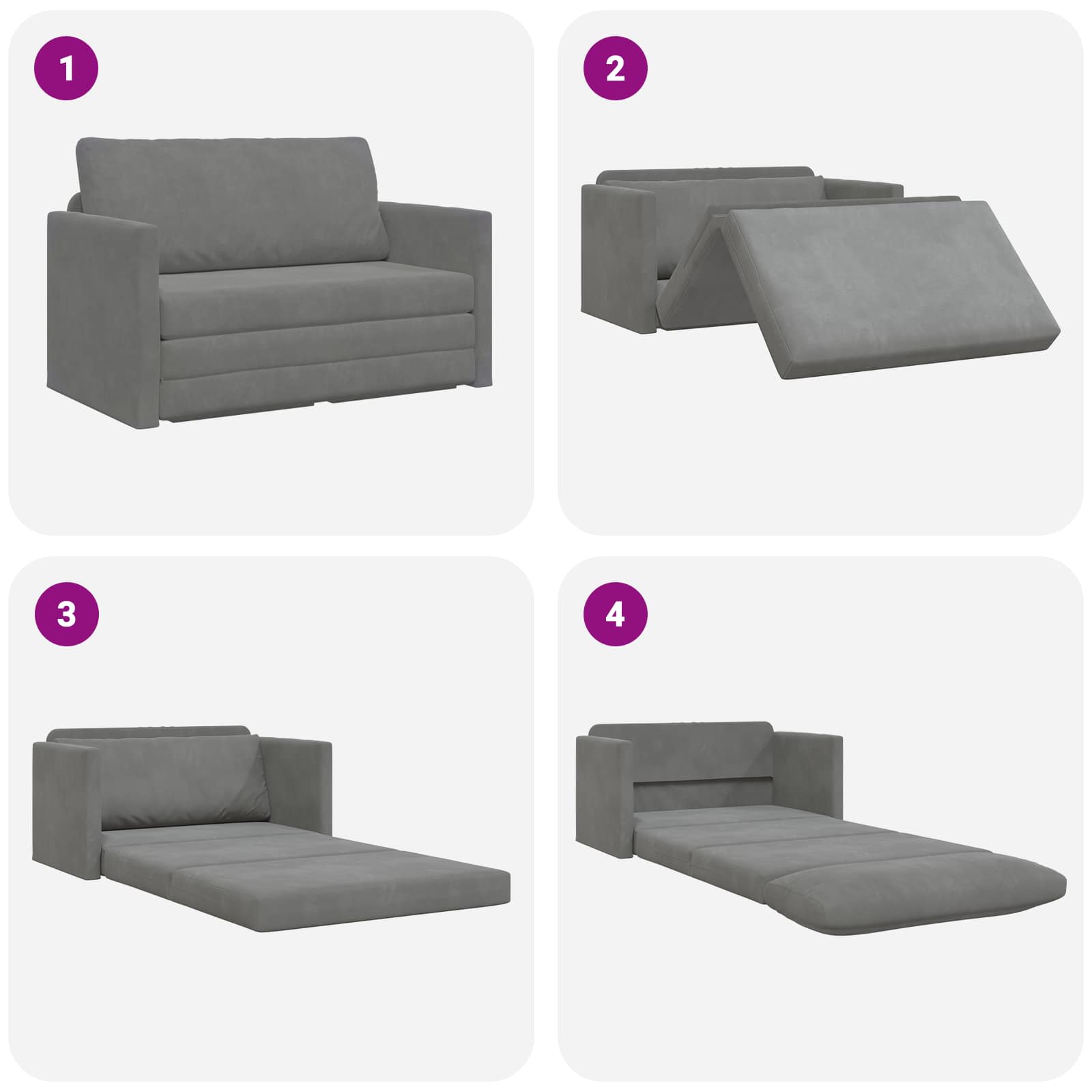 vidaXL Sofa Bed Ciemnoszary 124 x 71 x 78 cm Aksamit