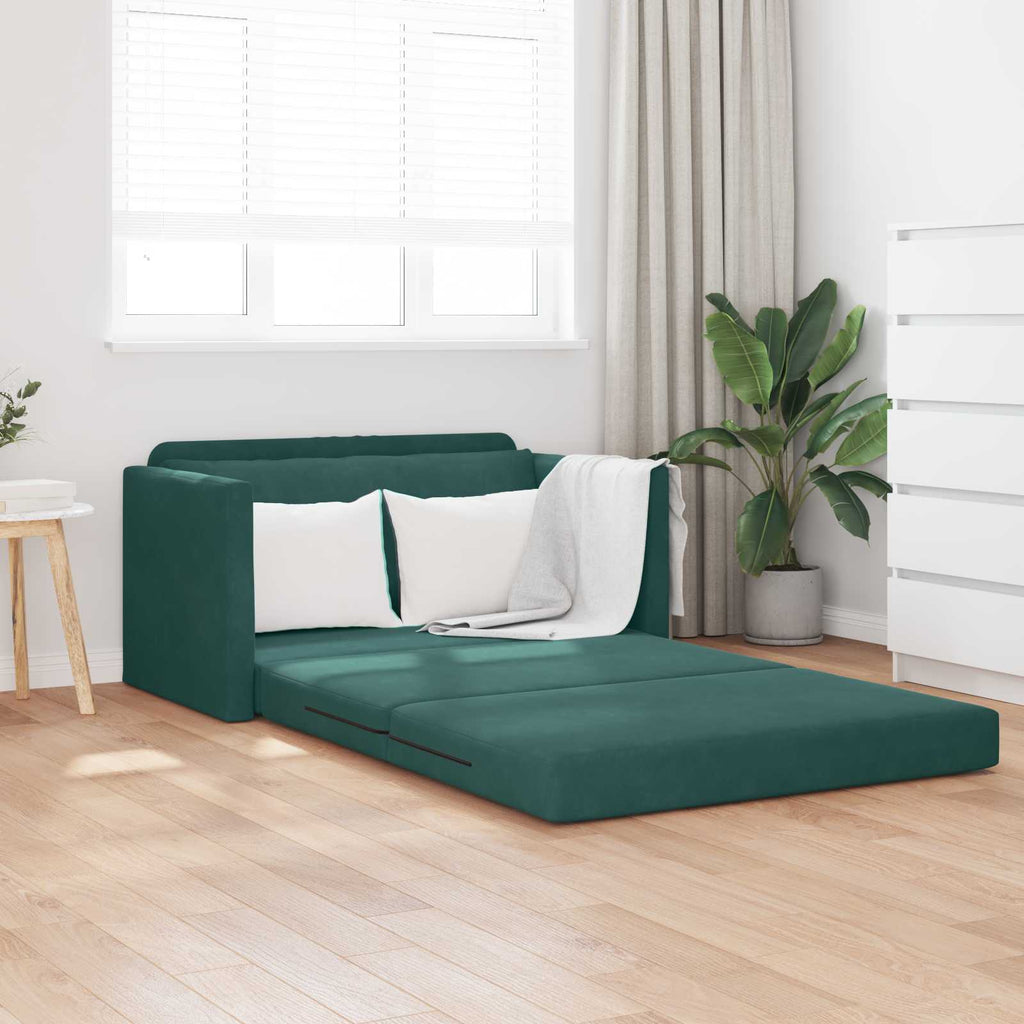 vidaXL Sofa Bed Ciemna zieleń 124 x 71 x 78 cm Aksamit