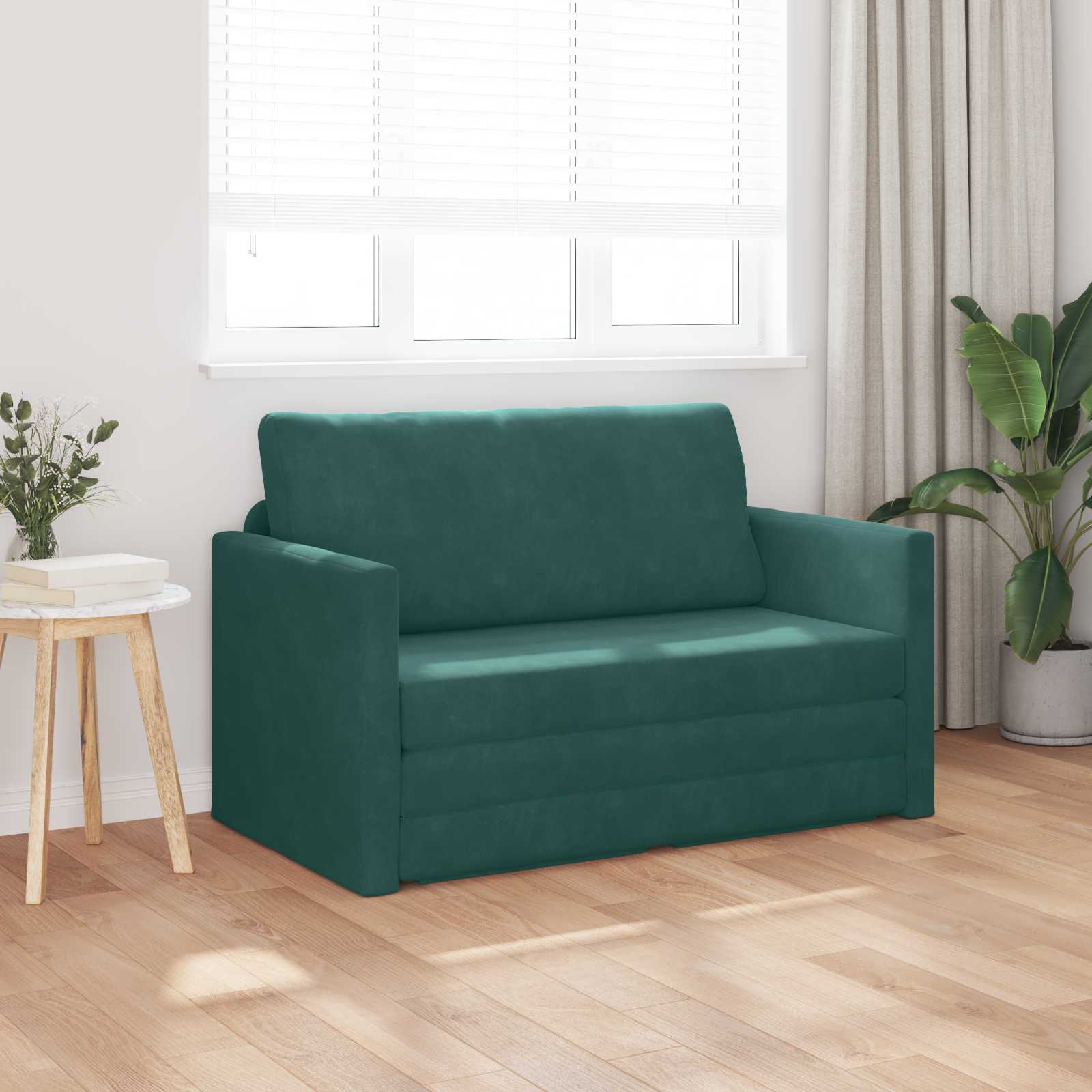 vidaXL Sofa Bed Ciemna zieleń 124 x 71 x 78 cm Aksamit