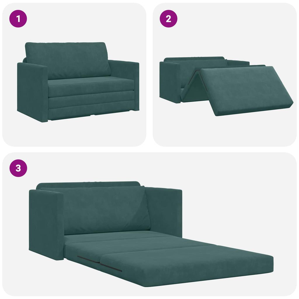 vidaXL Sofa Bed Ciemna zieleń 124 x 71 x 78 cm Aksamit