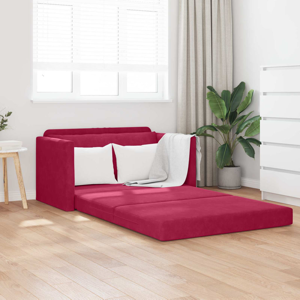 vidaXL Sofa Bed Czerwone wino 124 x 71 x 78 cm Aksamit
