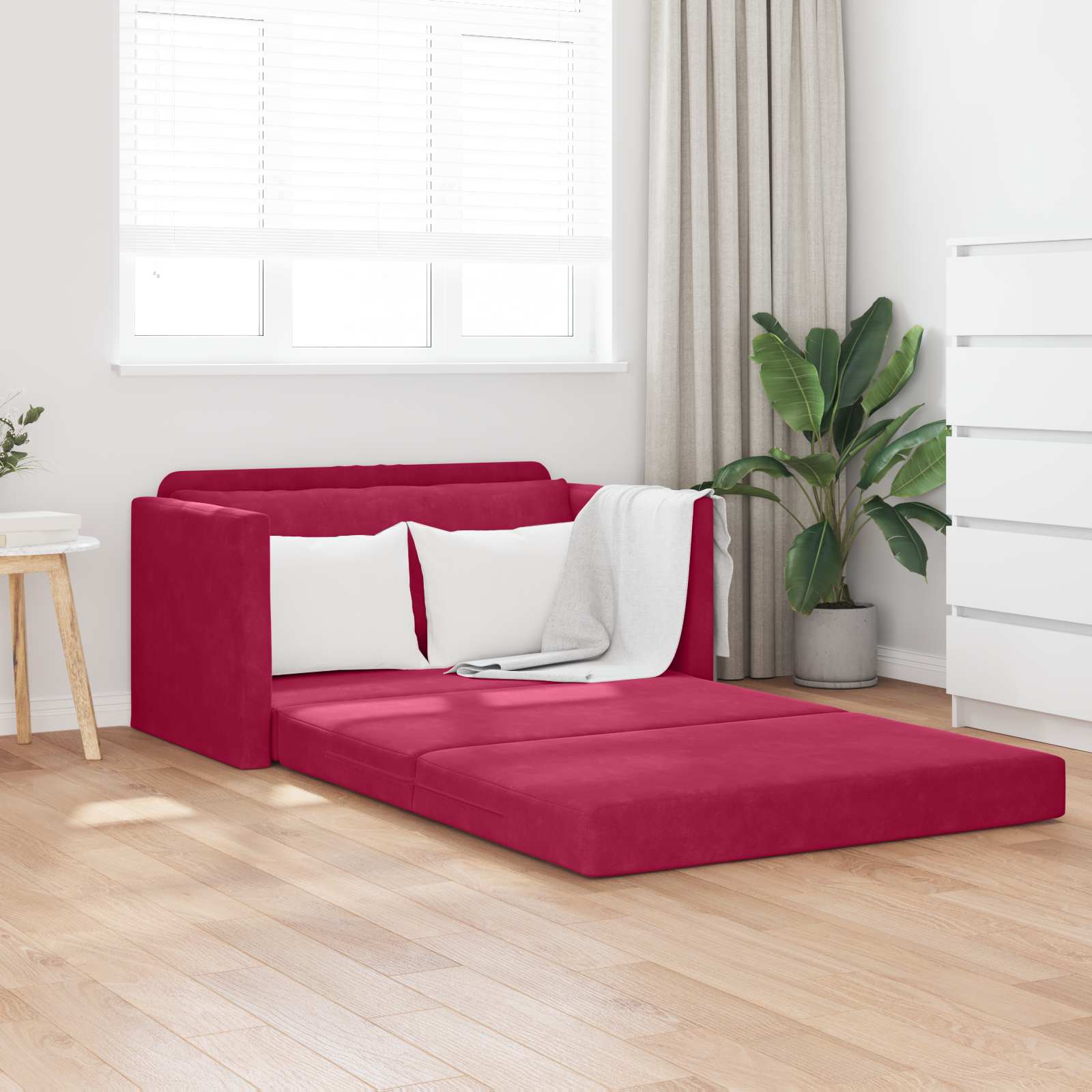 vidaXL Sofa Bed Czerwone wino 124 x 71 x 78 cm Aksamit