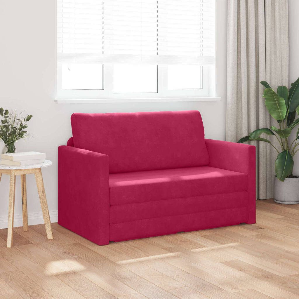 vidaXL Sofa Bed Czerwone wino 124 x 71 x 78 cm Aksamit