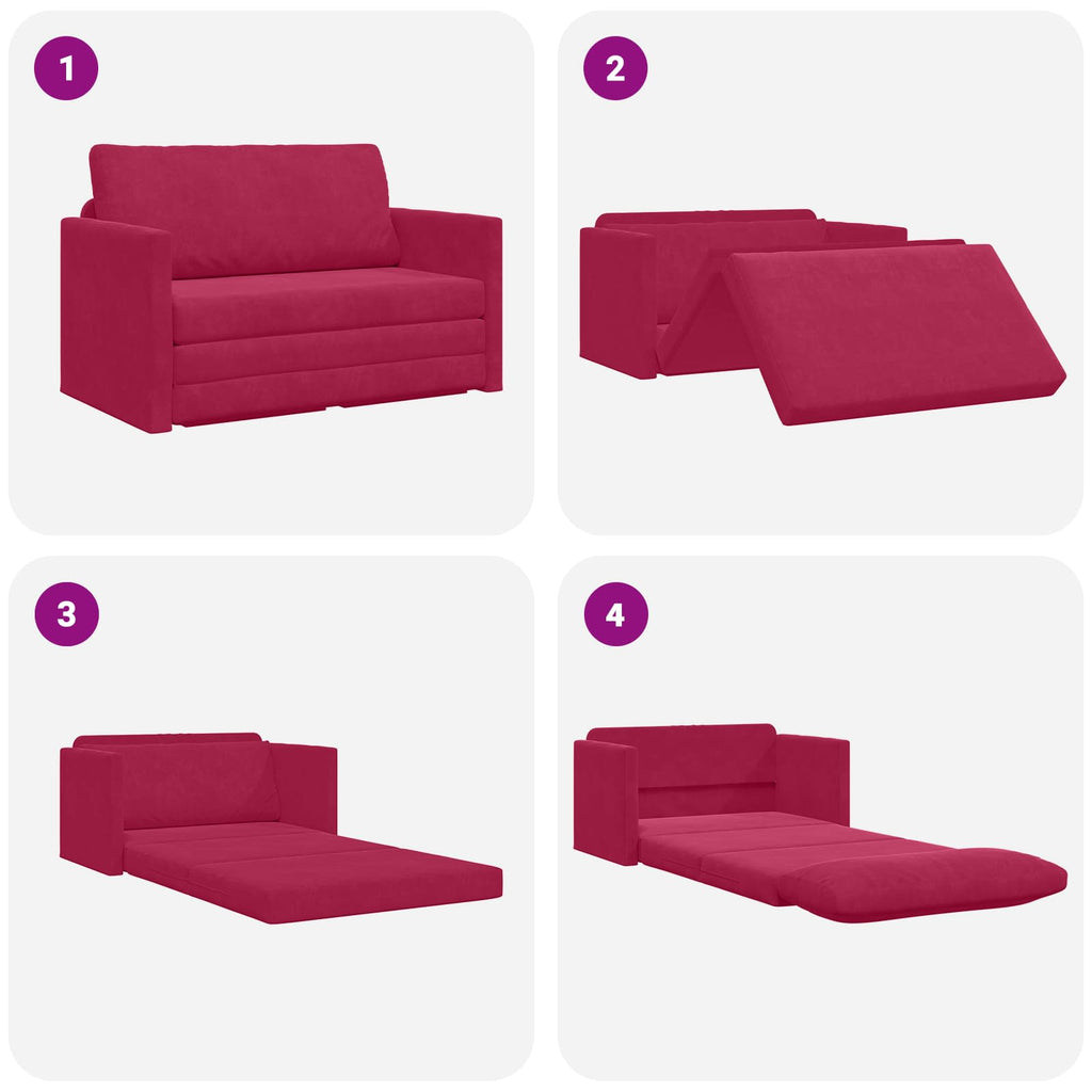 vidaXL Sofa Bed Czerwone wino 124 x 71 x 78 cm Aksamit