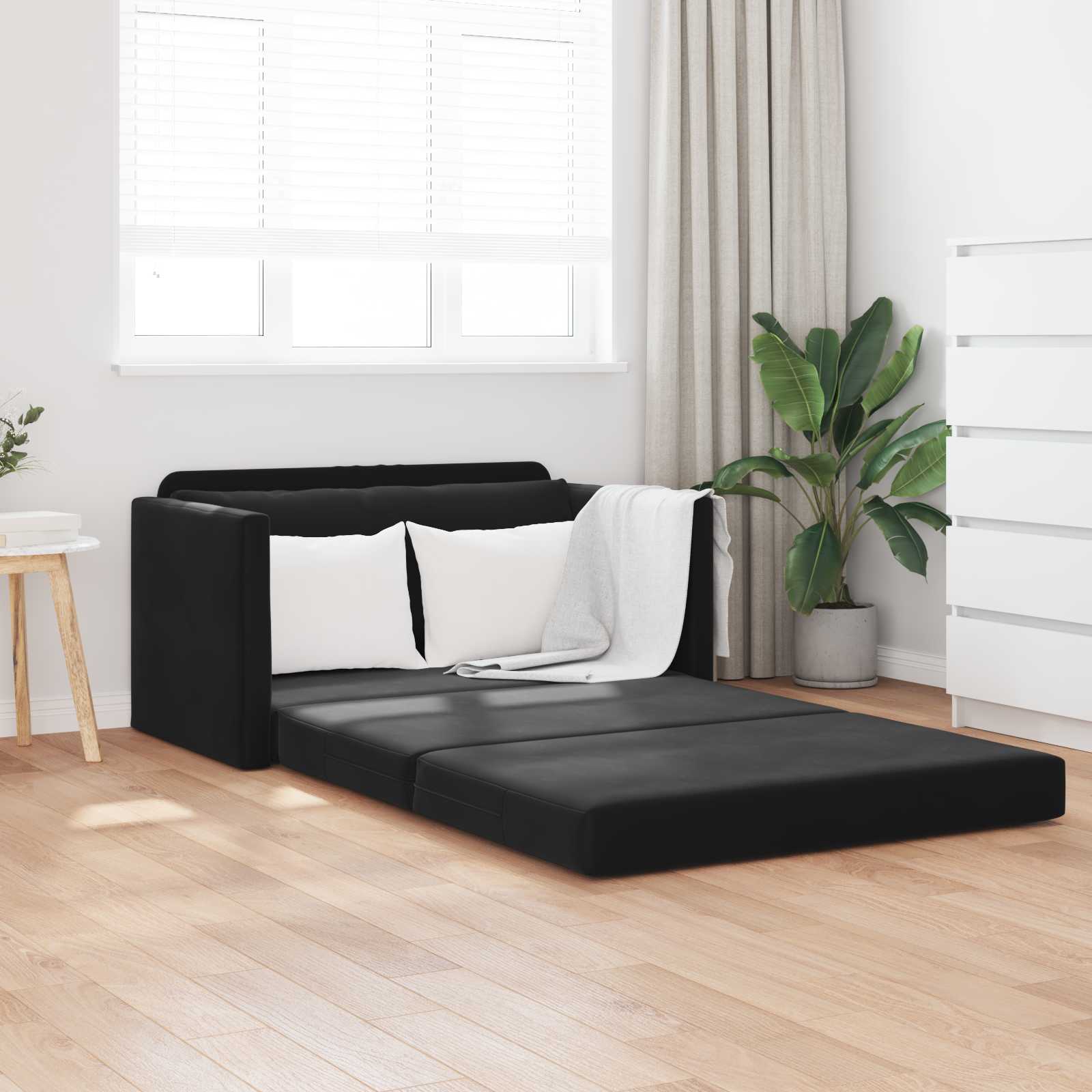 vidaXL Sofa Bed Czarny 124 x 71 x 78 cm Aksamit