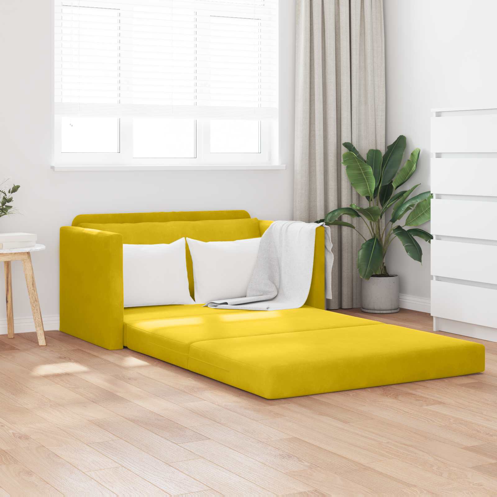 vidaXL Sofa Bed Żółty słonecznik 124 x 71 x 78 cm Aksamit