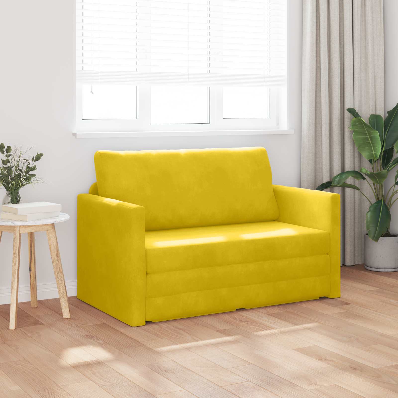 vidaXL Sofa Bed Żółty słonecznik 124 x 71 x 78 cm Aksamit
