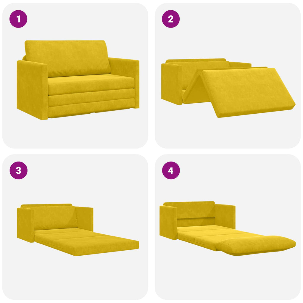 vidaXL Sofa Bed Żółty słonecznik 124 x 71 x 78 cm Aksamit