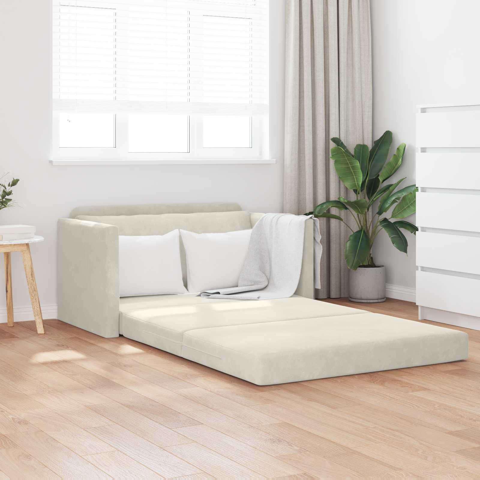 vidaXL Sofa Bed Kremowy 124 x 71 x 78 cm Aksamit