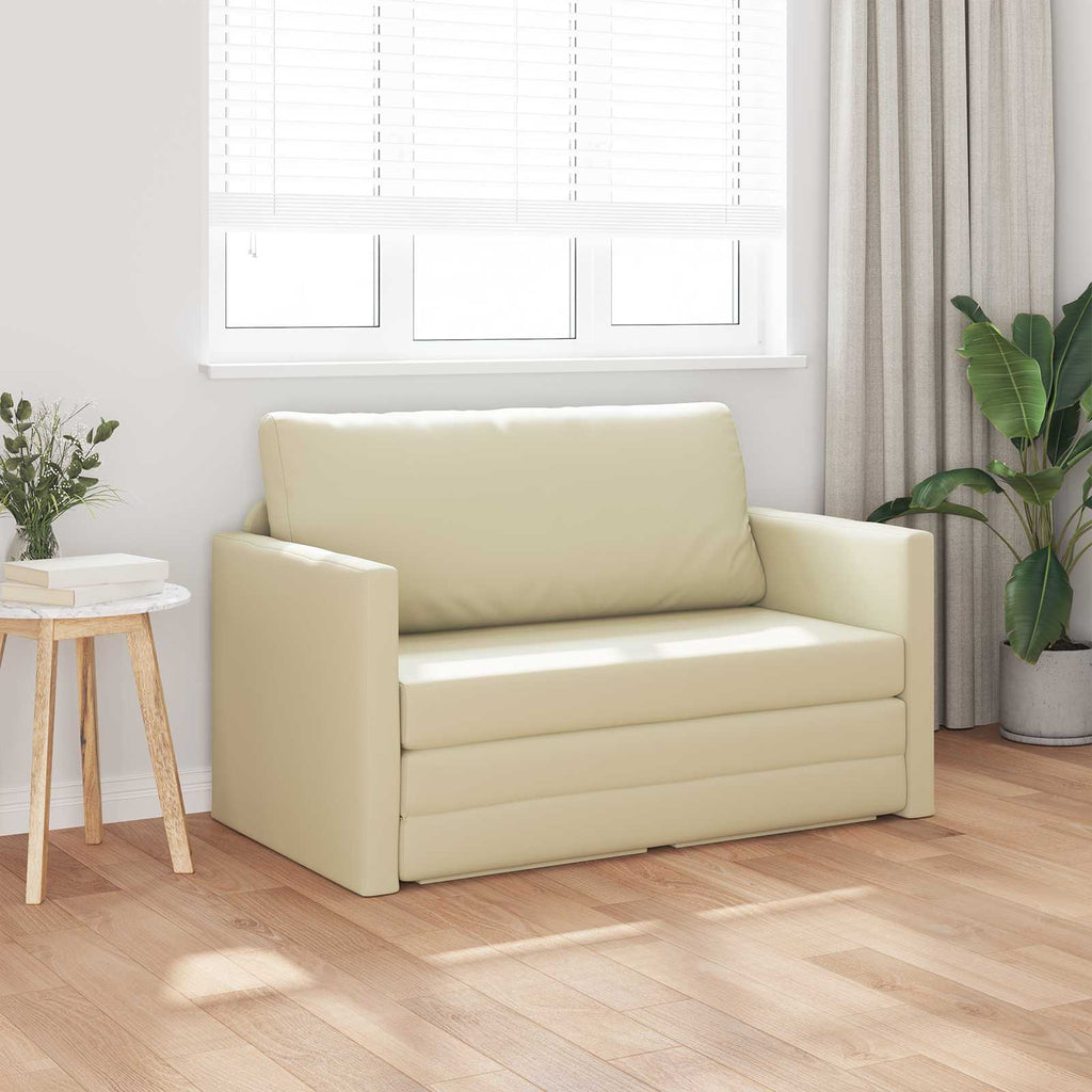 vidaXL Sofa Bed Kremowy 124 x 71 x 78 cm Sztuczna skóra