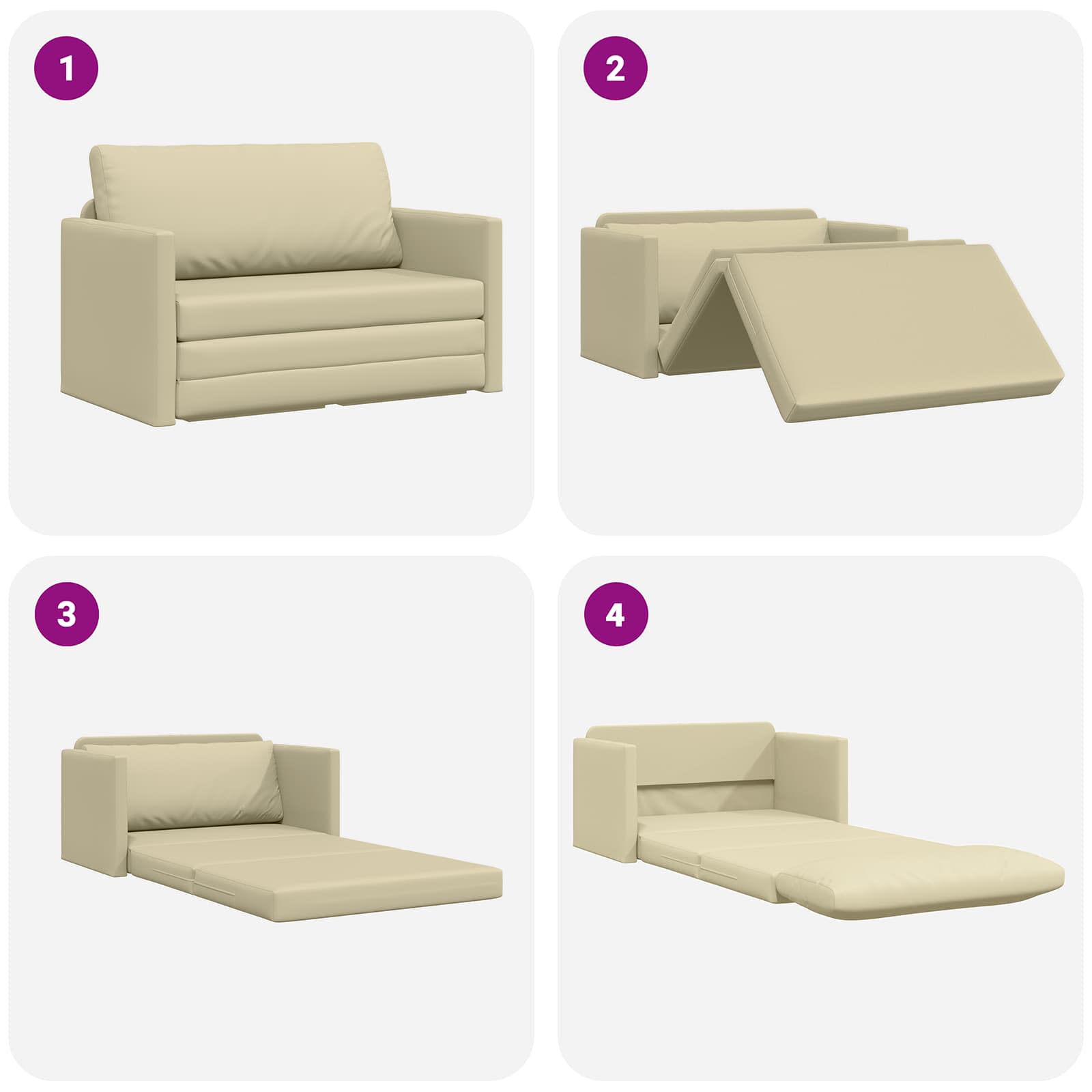 vidaXL Sofa Bed Kremowy 124 x 71 x 78 cm Sztuczna skóra