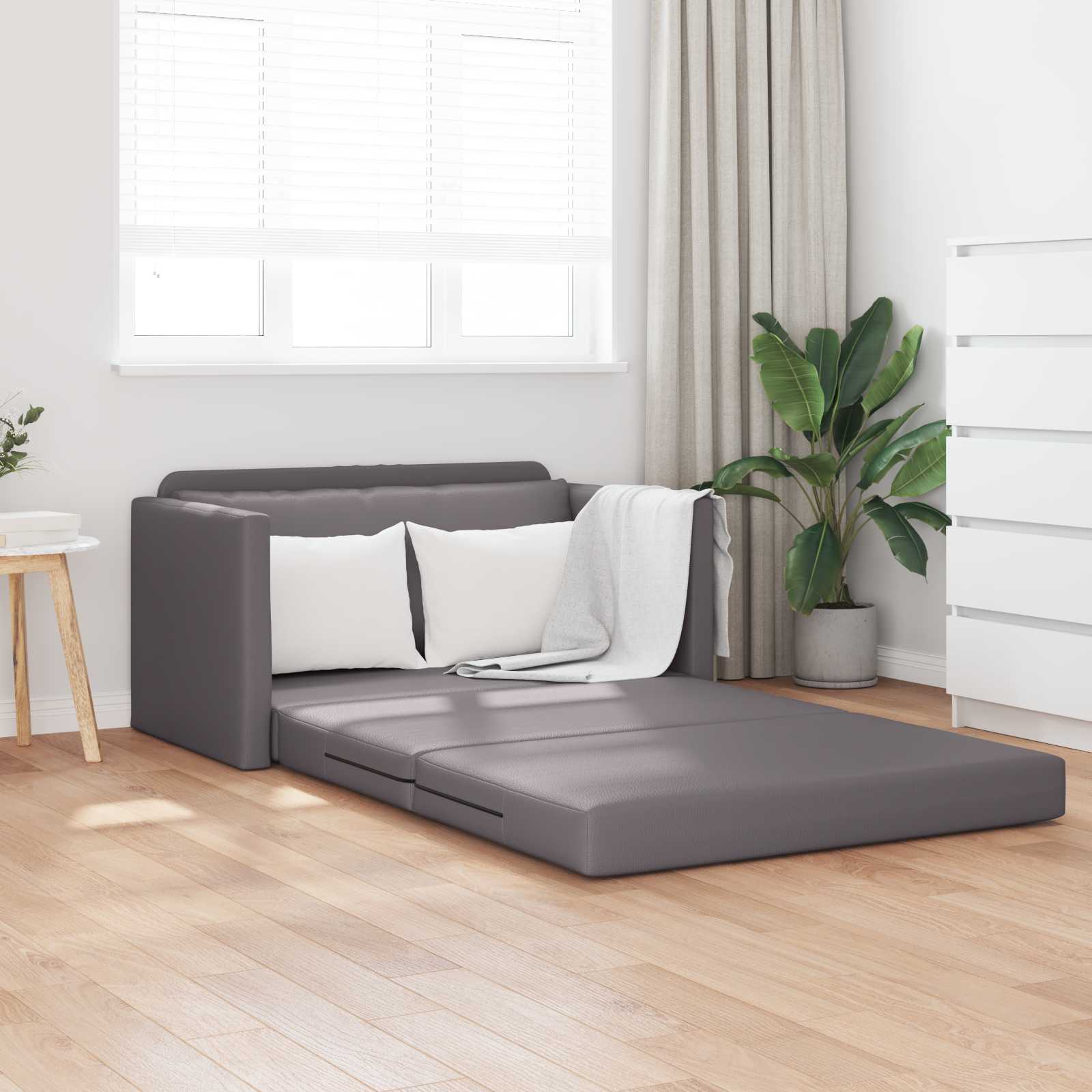 vidaXL Sofa Bed Szary 124 x 71 x 78 cm Sztuczna skóra
