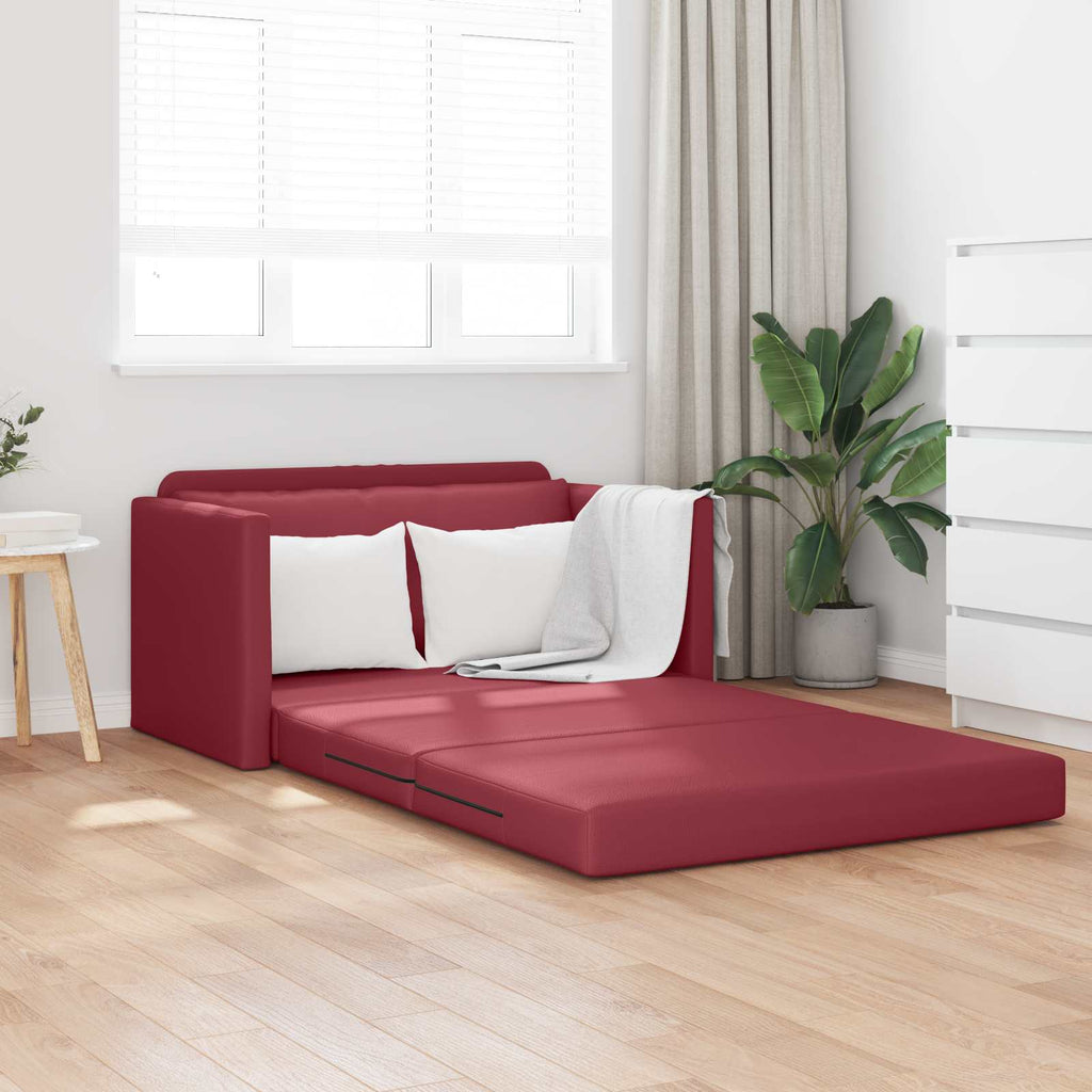 vidaXL Sofa Bed Czerwone wino 124 x 71 x 78 cm Sztuczna skóra