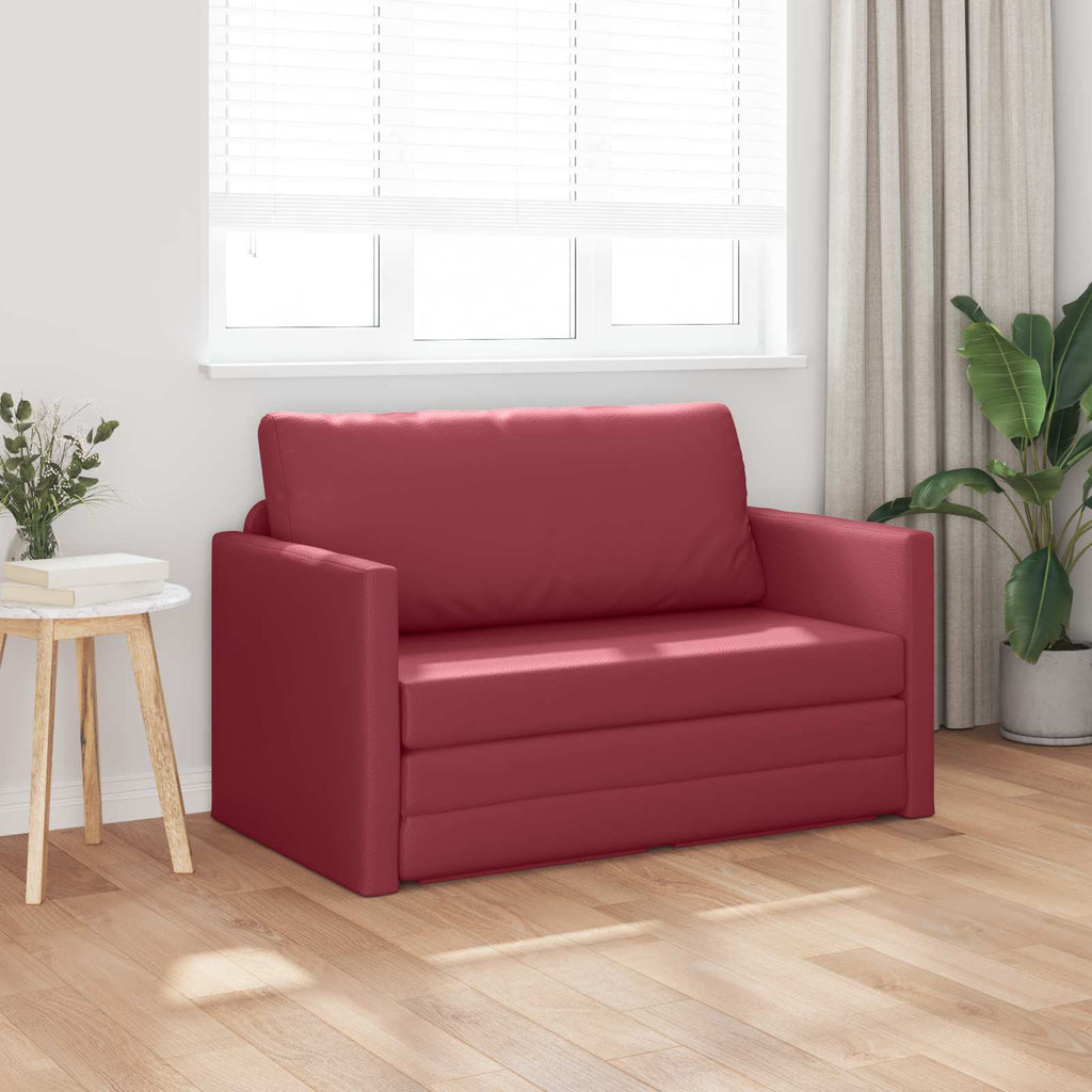 vidaXL Sofa Bed Czerwone wino 124 x 71 x 78 cm Sztuczna skóra