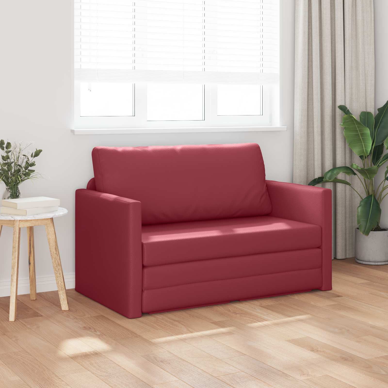 vidaXL Sofa Bed Czerwone wino 124 x 71 x 78 cm Sztuczna skóra