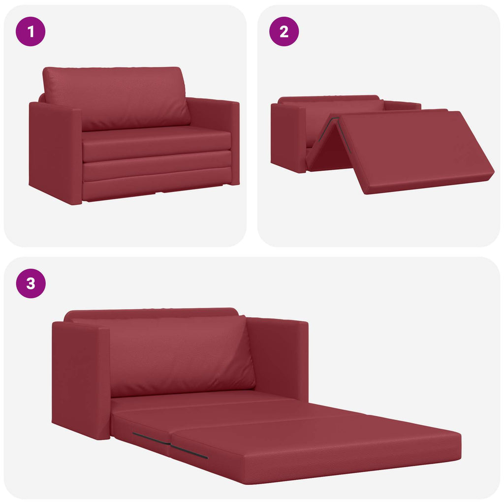 vidaXL Sofa Bed Czerwone wino 124 x 71 x 78 cm Sztuczna skóra