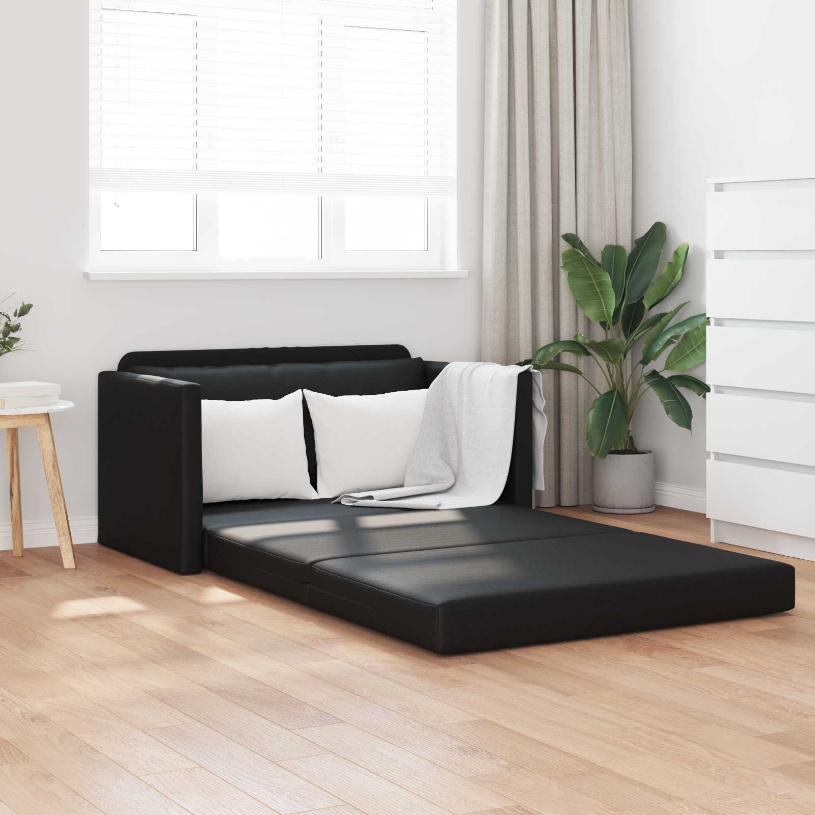 vidaXL Sofa Bed Czarny 124 x 71 x 78 cm Sztuczna skóra