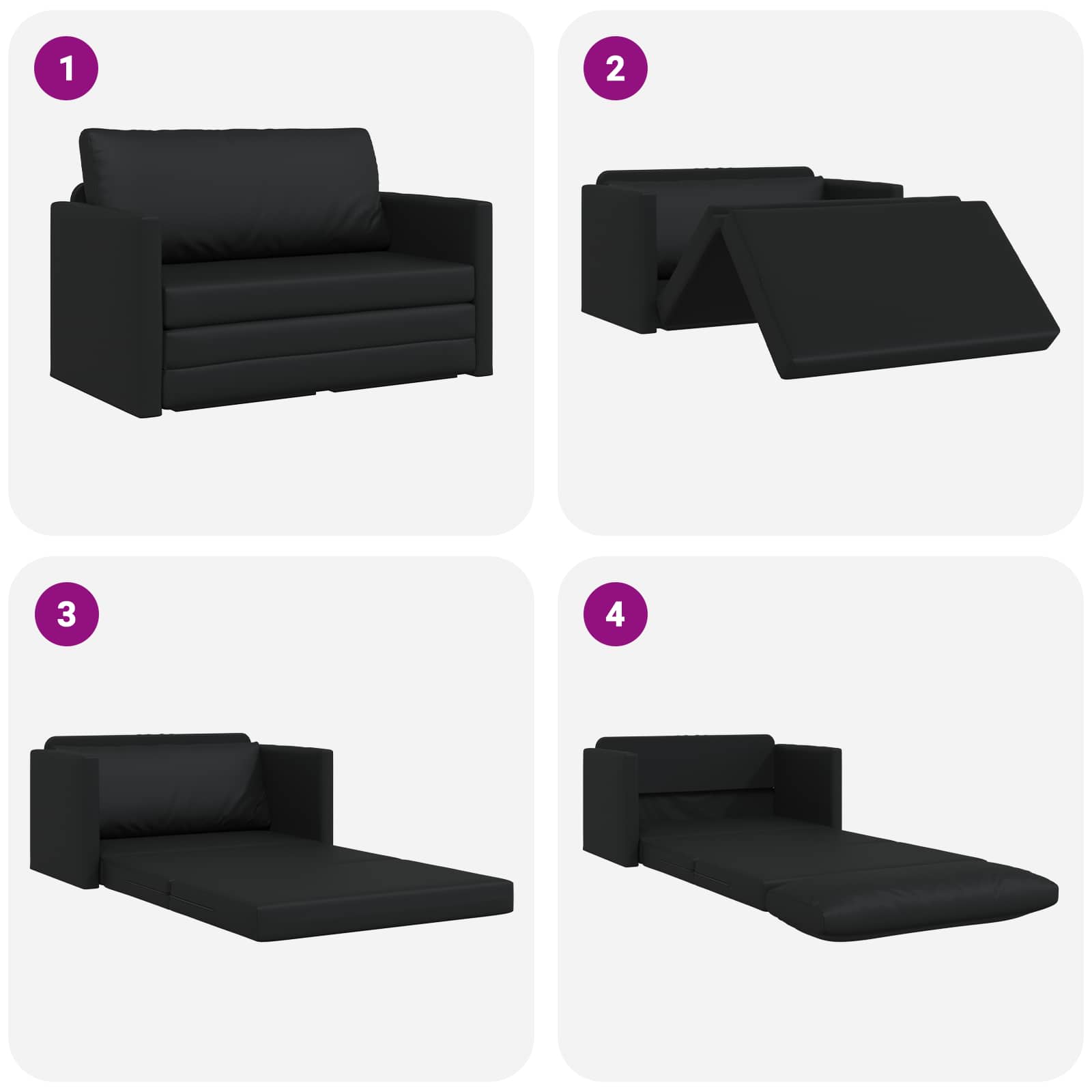 vidaXL Sofa Bed Czarny 124 x 71 x 78 cm Sztuczna skóra