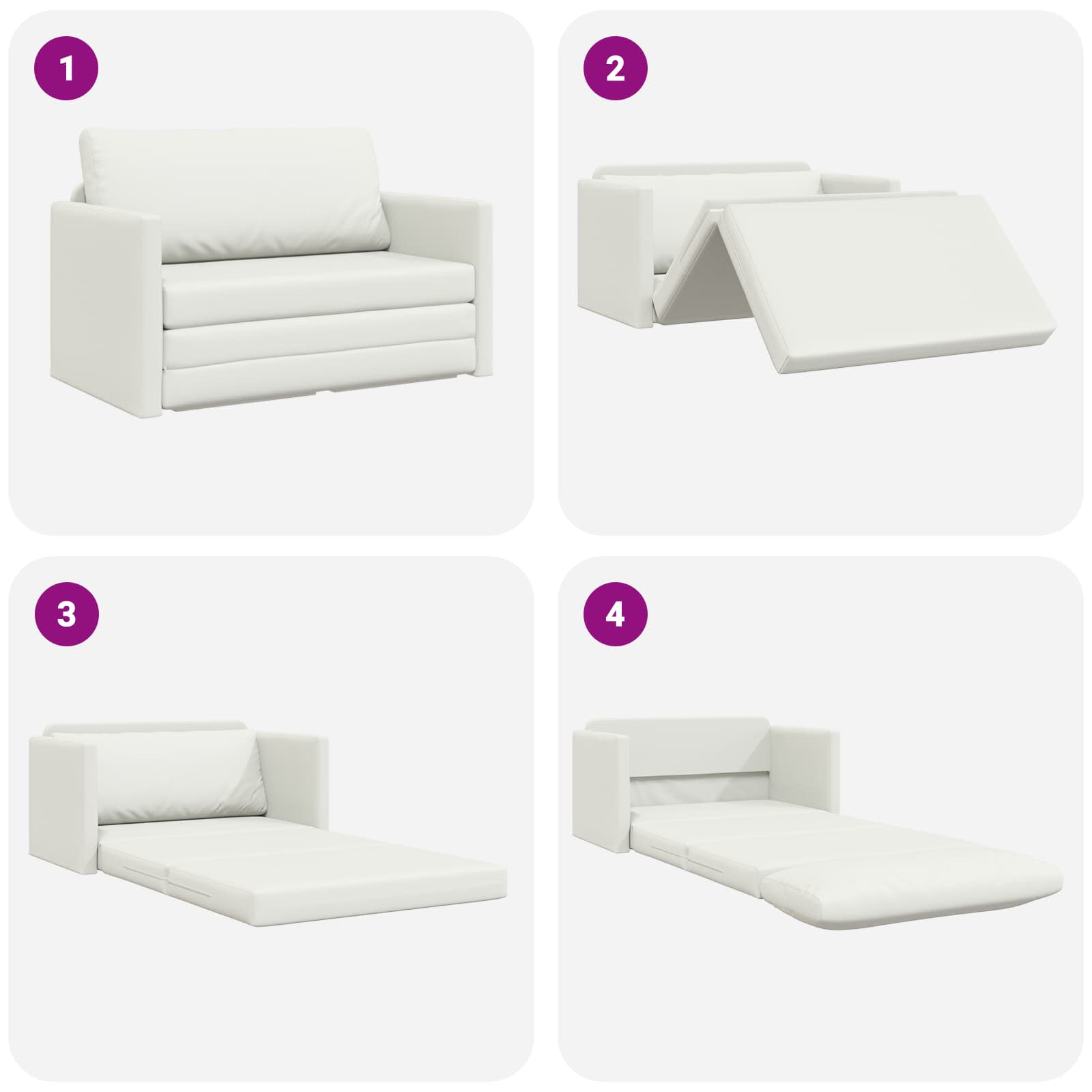 vidaXL Sofa Bed Biały 124 x 71 x 78 cm Sztuczna skóra