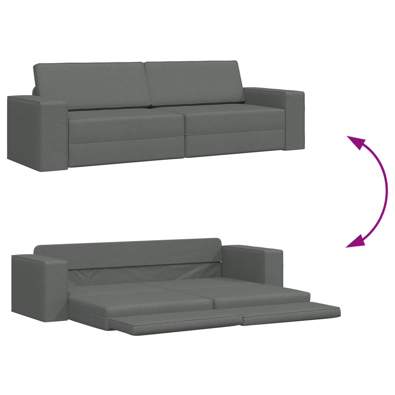 vidaXL Sofa Bed Ciemnoszary 245 x 78 x 77 cm tkanina