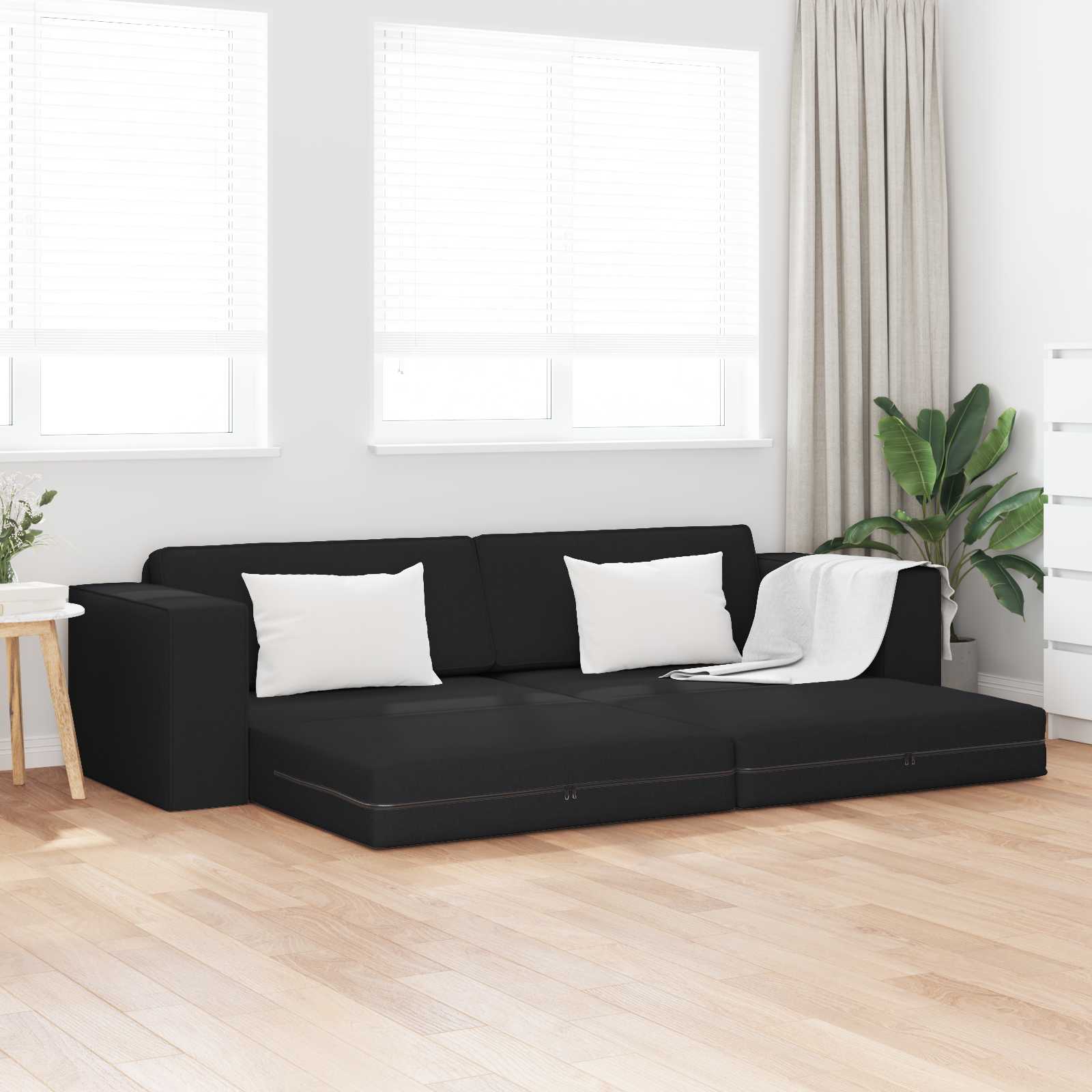 vidaXL Sofa Bed Czarny 245 x 78 x 77 cm tkanina
