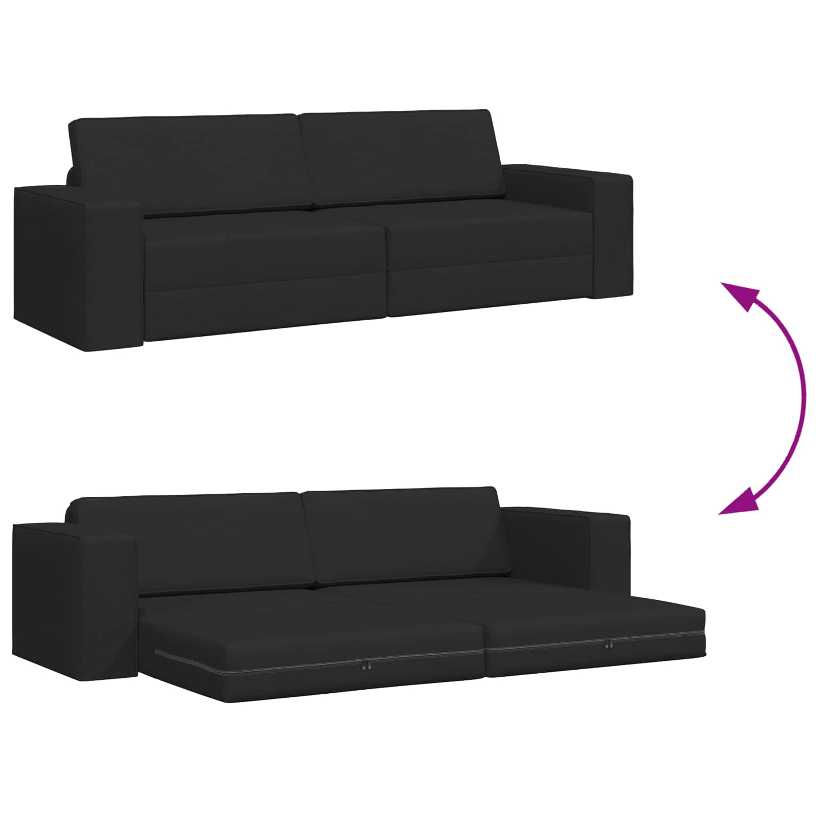 vidaXL Sofa Bed Czarny 245 x 78 x 77 cm tkanina