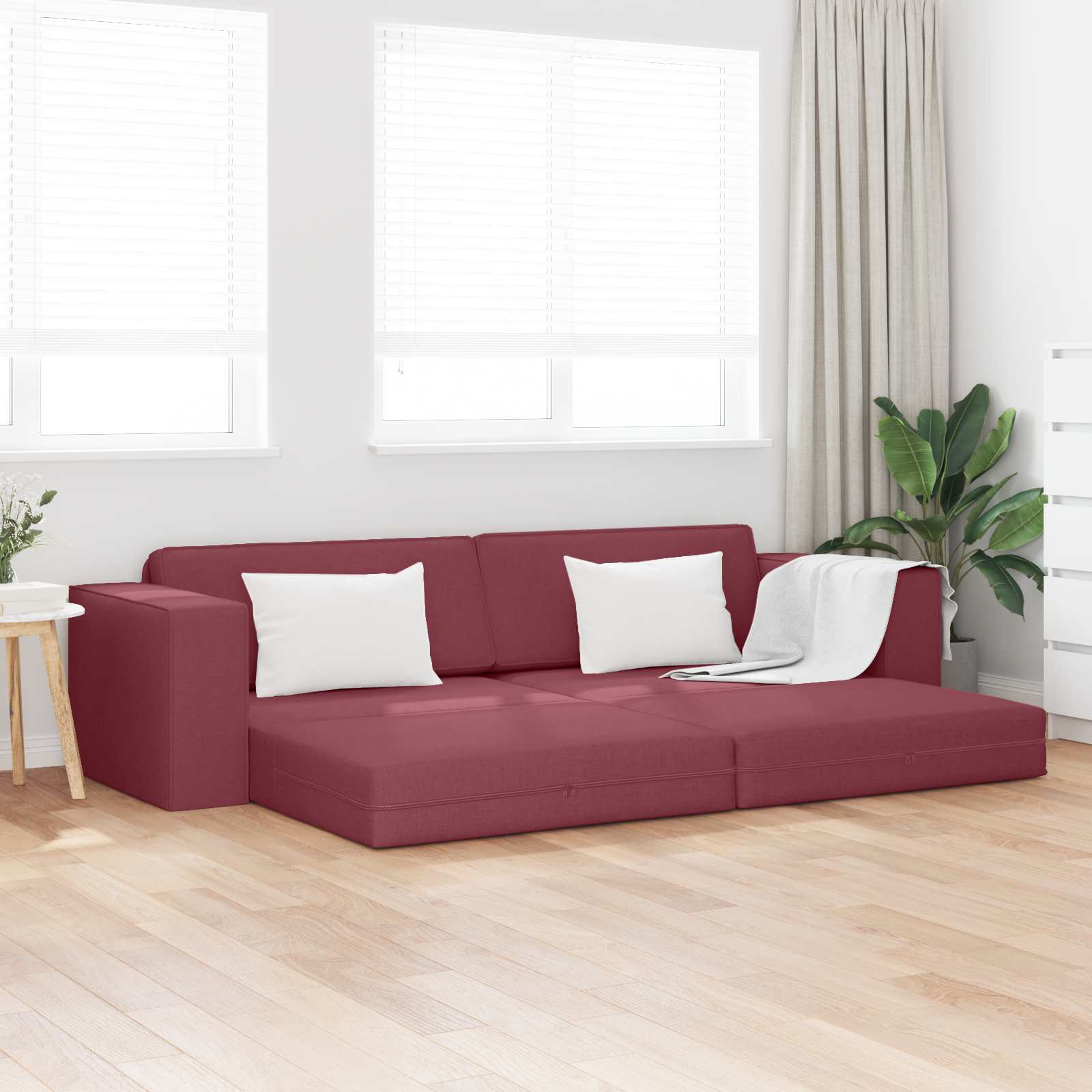 vidaXL Sofa Bed Czerwone wino 245 x 78 x 77 cm tkanina