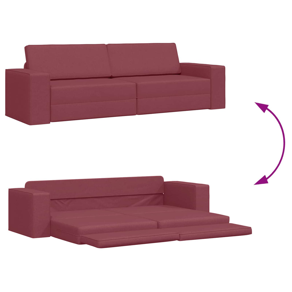 vidaXL Sofa Bed Czerwone wino 245 x 78 x 77 cm tkanina