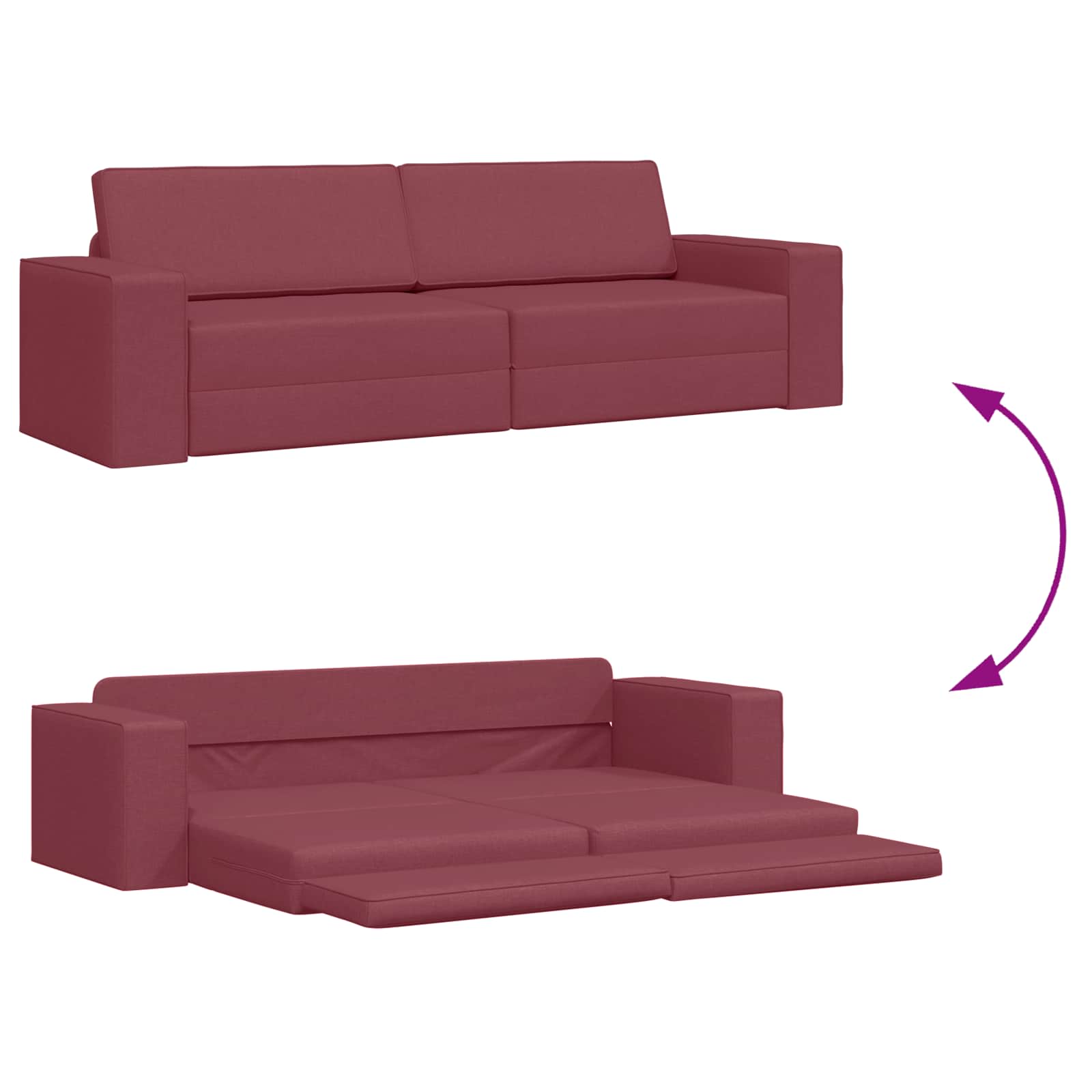 vidaXL Sofa Bed Czerwone wino 245 x 78 x 77 cm tkanina