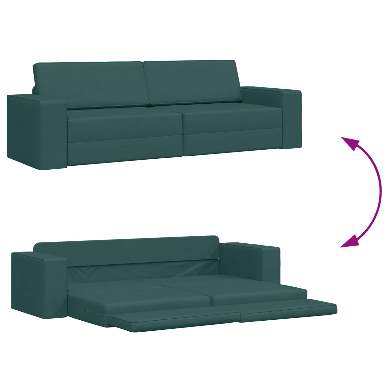 vidaXL Sofa Bed Ciemna zieleń 245 x 78 x 77 cm tkanina