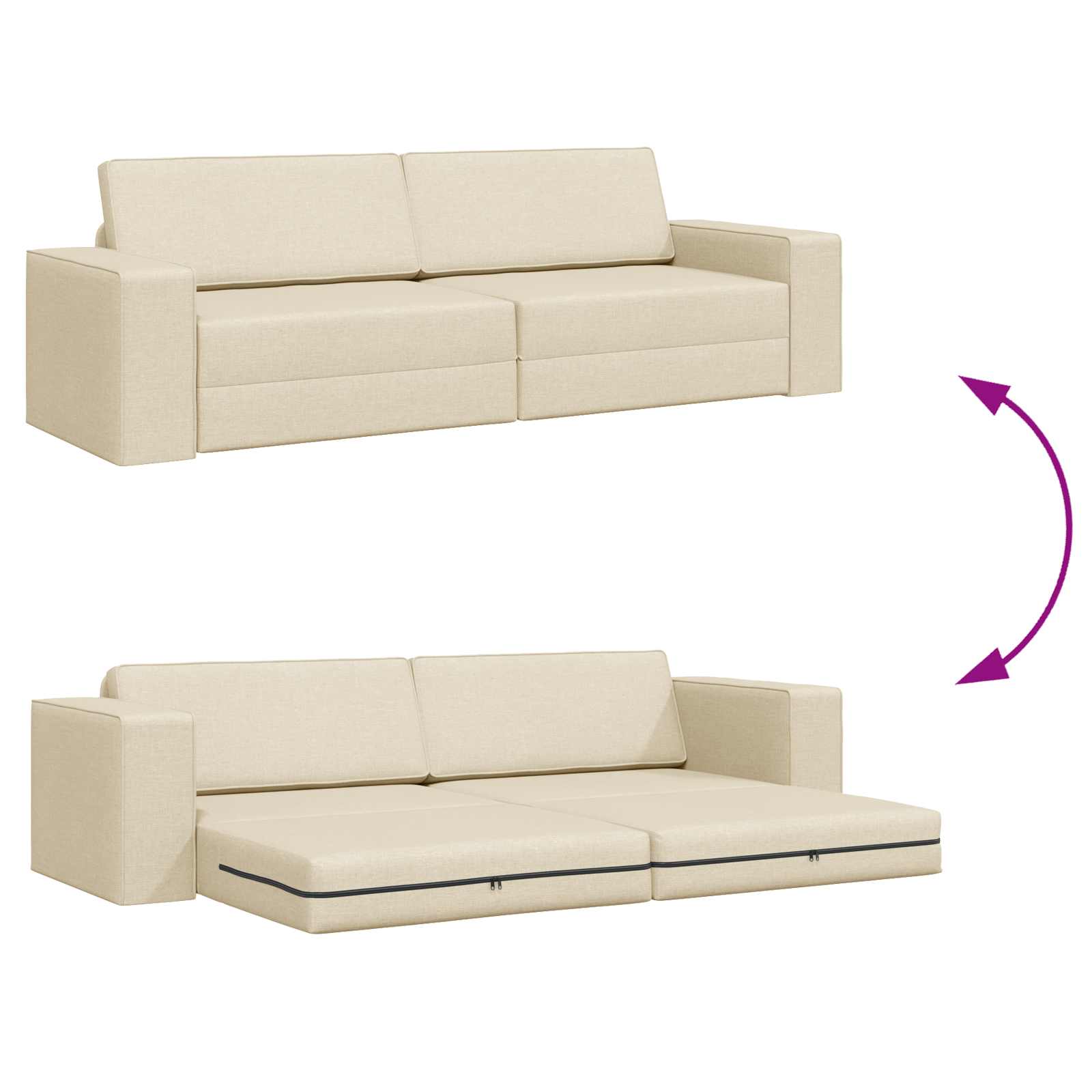 vidaXL Sofa Bed Kremowy 245 x 78 x 77 cm tkanina