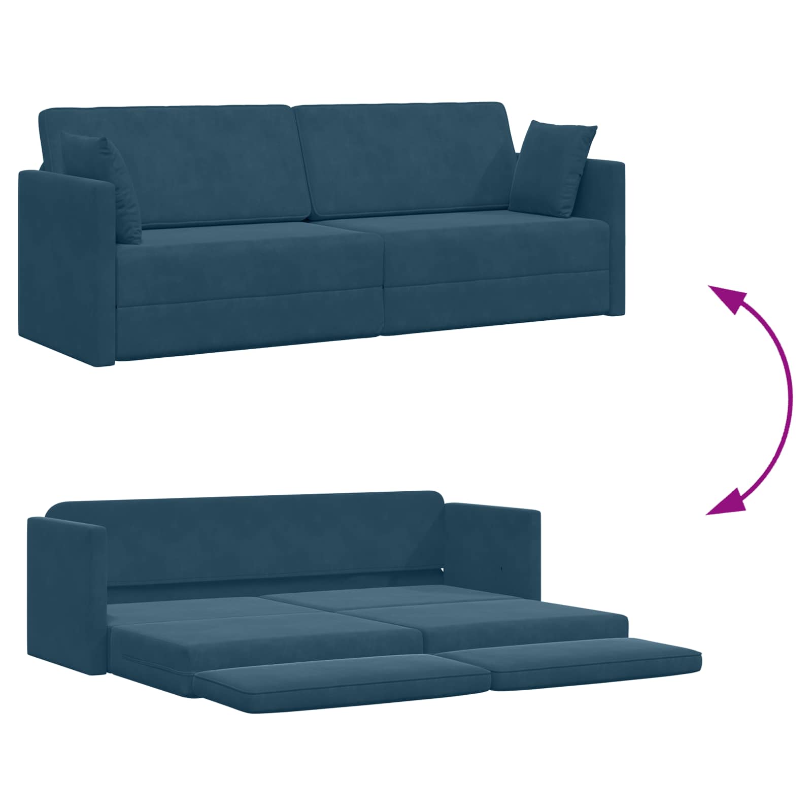 vidaXL Sofa podłogowa z funkcją spania Niebieski 213 x 70 x 77 cm