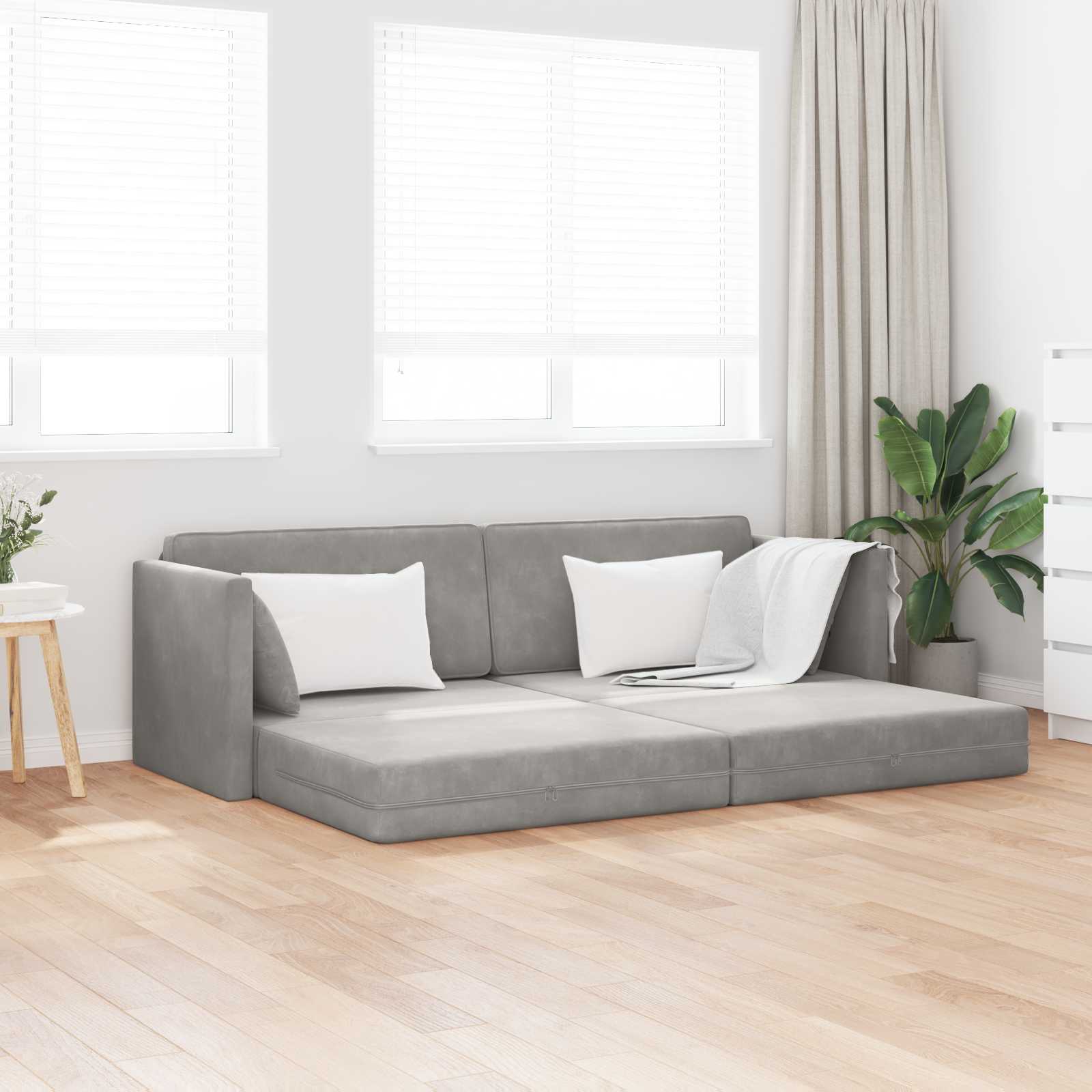 vidaXL Sofa podłogowa z funkcją spania Jasnoszary 213 x 70 x 77 cm