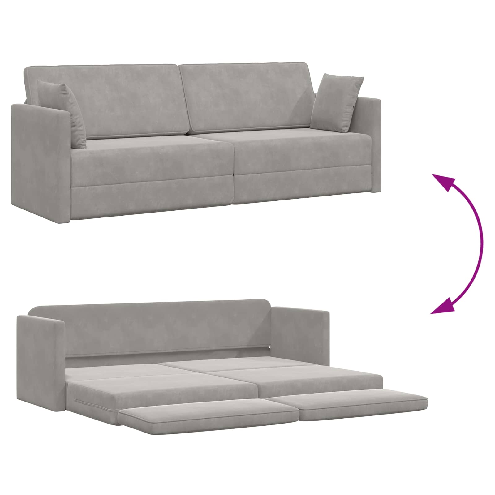 vidaXL Sofa podłogowa z funkcją spania Jasnoszary 213 x 70 x 77 cm