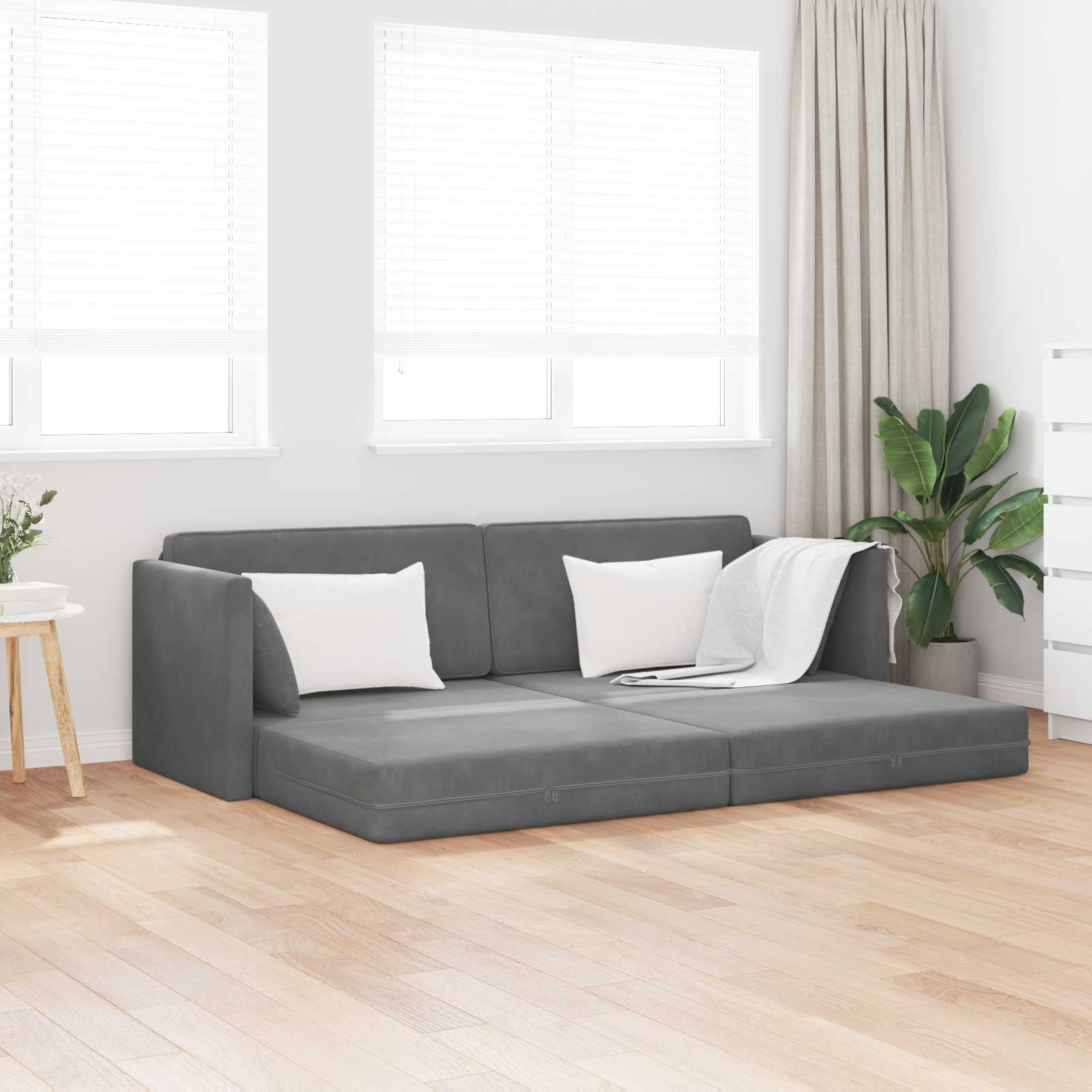 vidaXL Sofa podłogowa z funkcją spania Ciemnoszary 213 x 70 x 77 cm