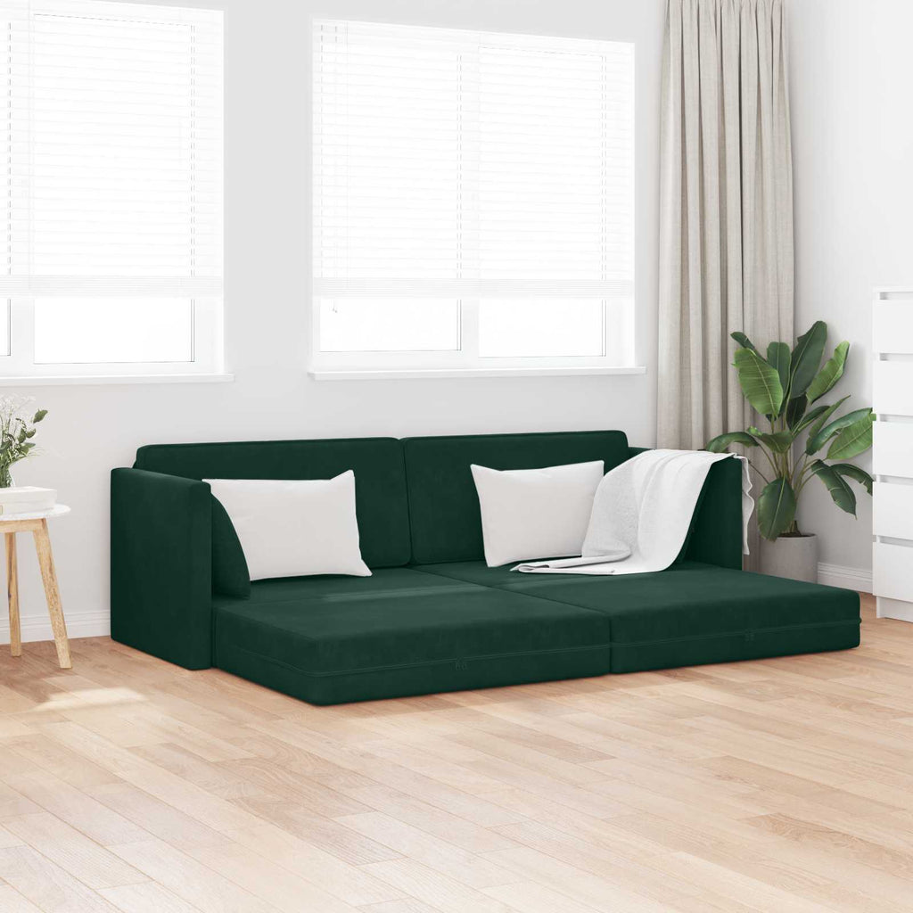 vidaXL Sofa podłogowa z funkcją spania Ciemna zieleń 213 x 70 x 77 cm