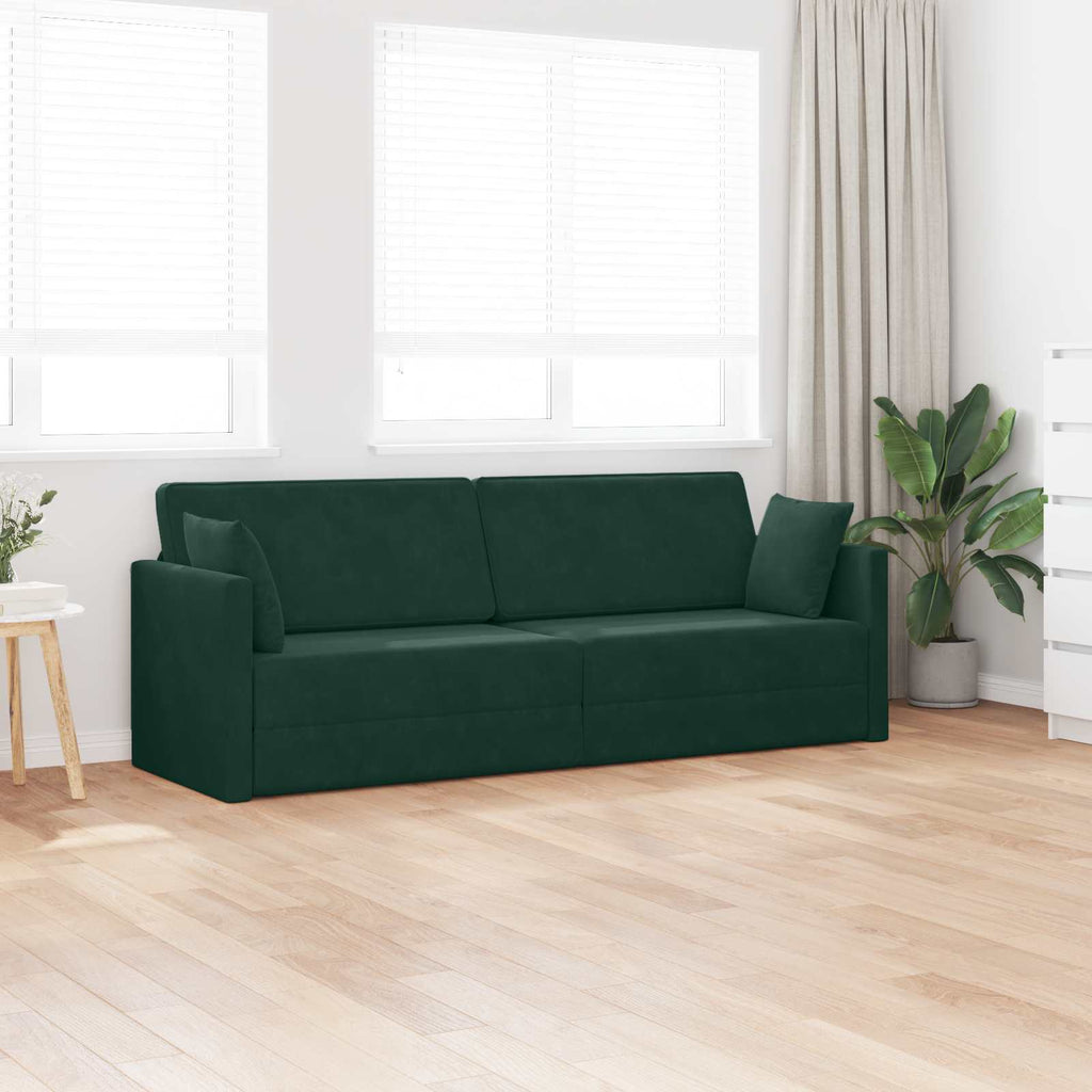 vidaXL Sofa podłogowa z funkcją spania Ciemna zieleń 213 x 70 x 77 cm