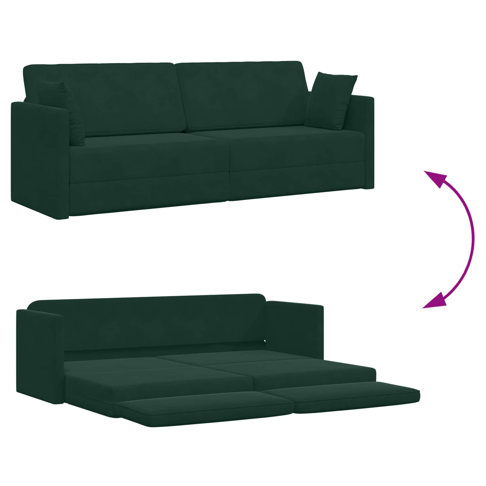 vidaXL Sofa podłogowa z funkcją spania Ciemna zieleń 213 x 70 x 77 cm