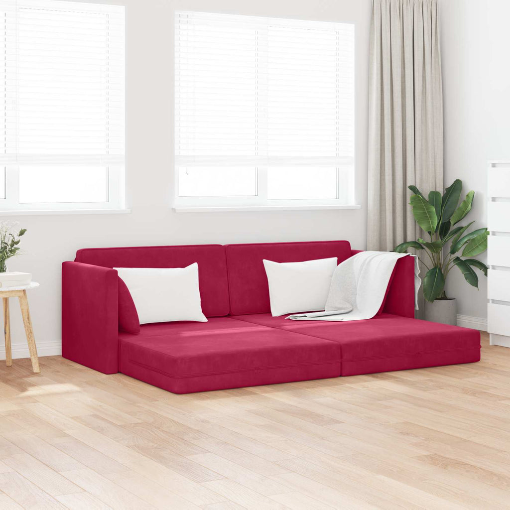 vidaXL Sofa podłogowa z funkcją spania Czerwone wino 213 x 70 x 77 cm