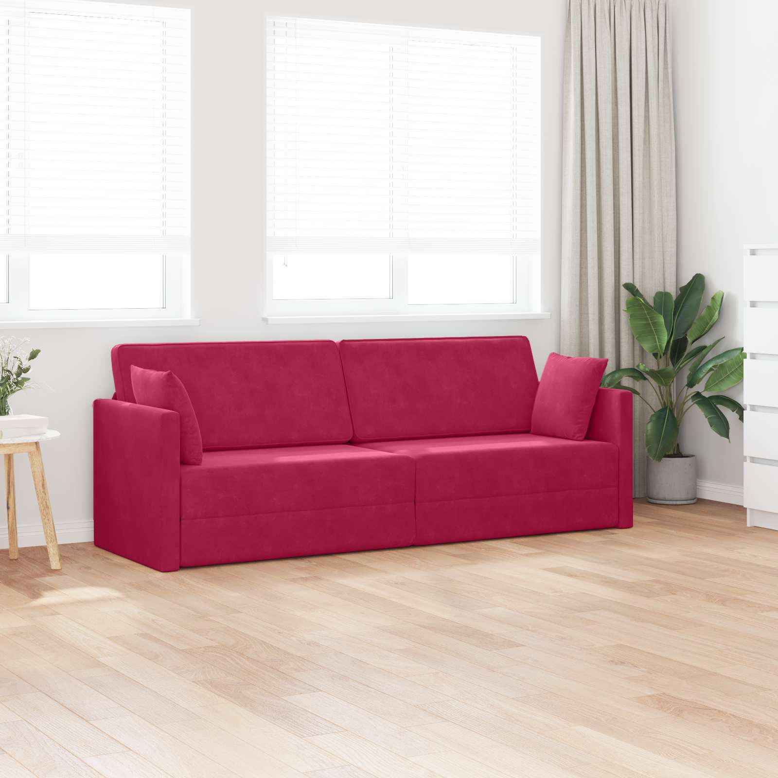 vidaXL Sofa podłogowa z funkcją spania Czerwone wino 213 x 70 x 77 cm