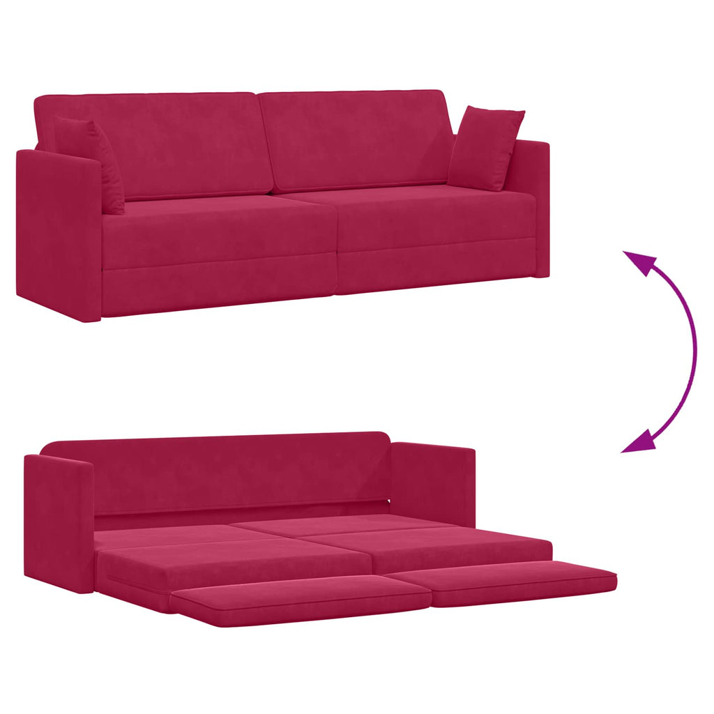 vidaXL Sofa podłogowa z funkcją spania Czerwone wino 213 x 70 x 77 cm