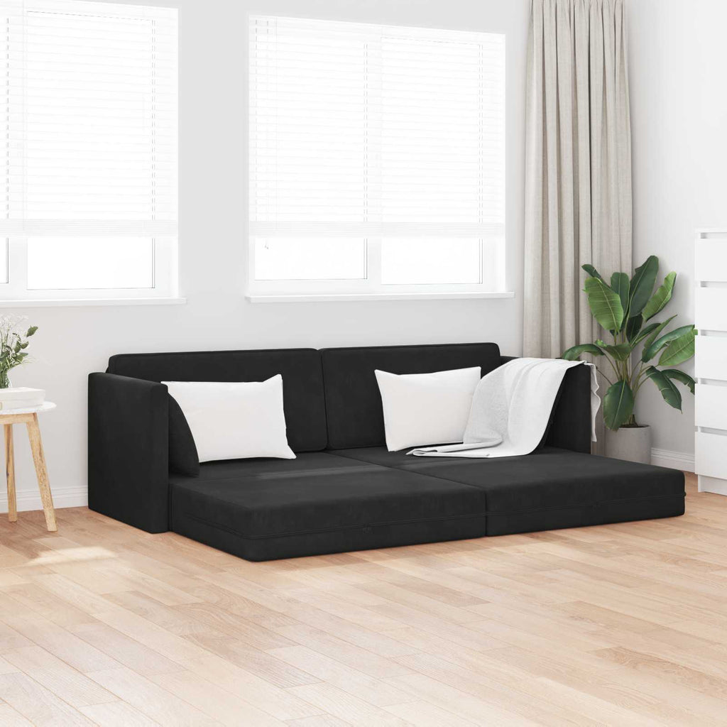 vidaXL Sofa podłogowa z funkcją spania Czarny 213 x 70 x 77 cm Aksamit