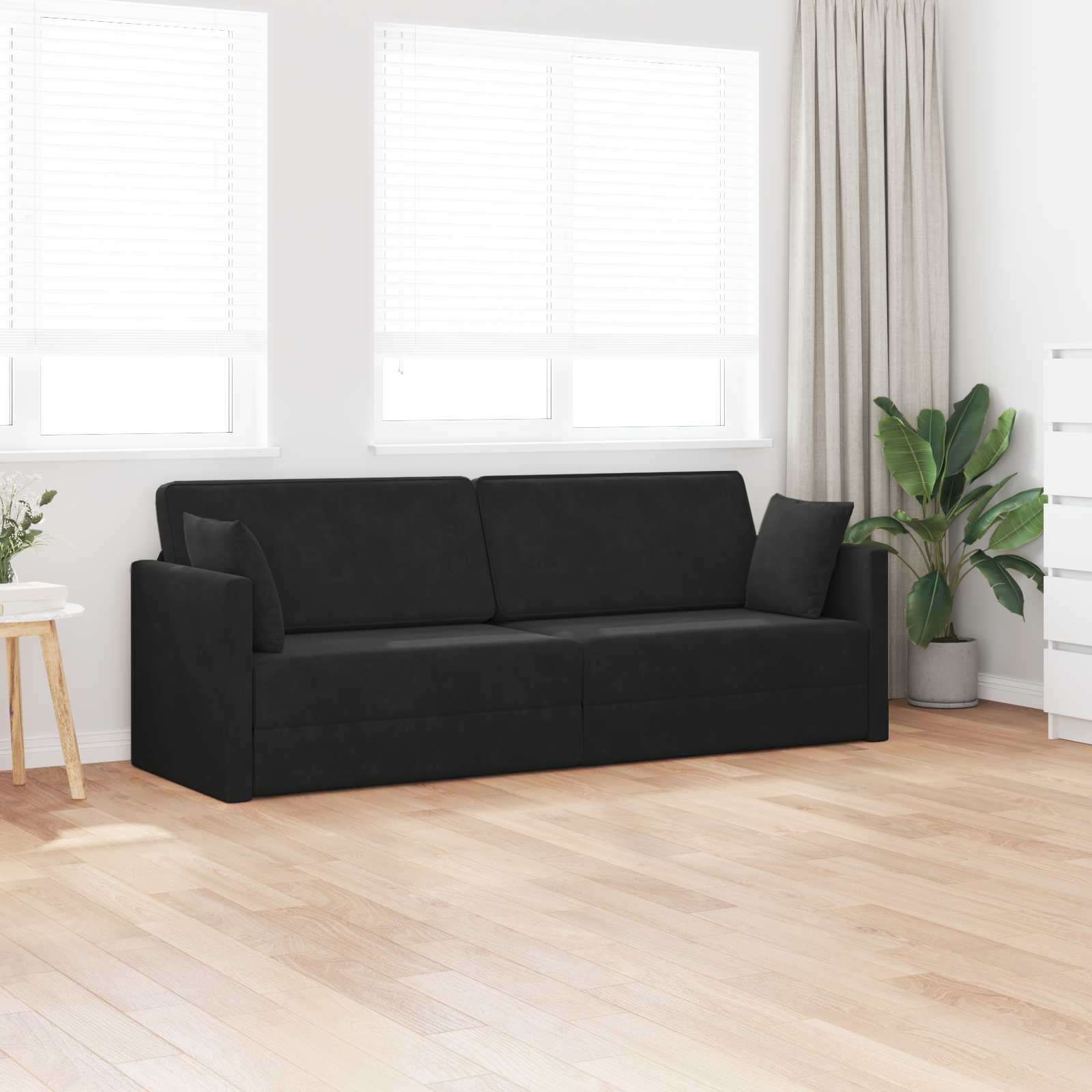 vidaXL Sofa podłogowa z funkcją spania Czarny 213 x 70 x 77 cm Aksamit