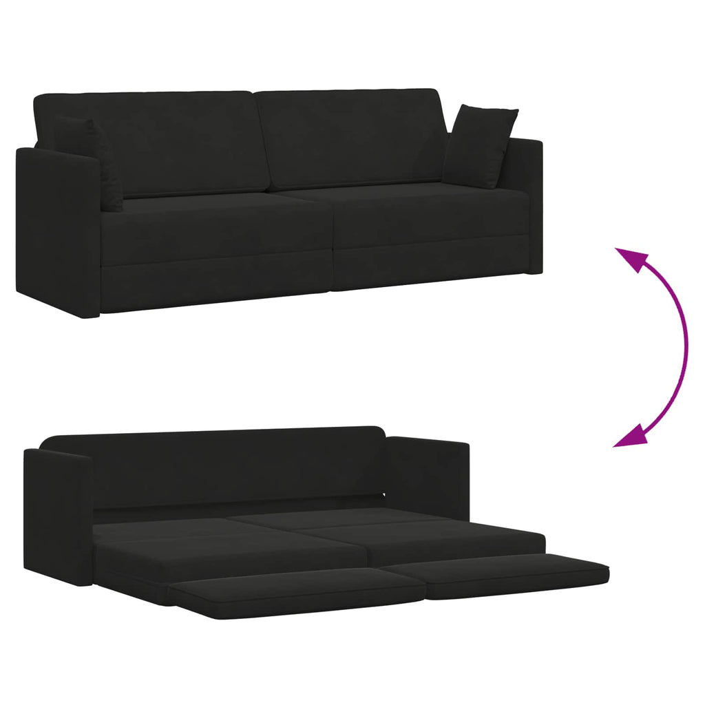 vidaXL Sofa podłogowa z funkcją spania Czarny 213 x 70 x 77 cm Aksamit