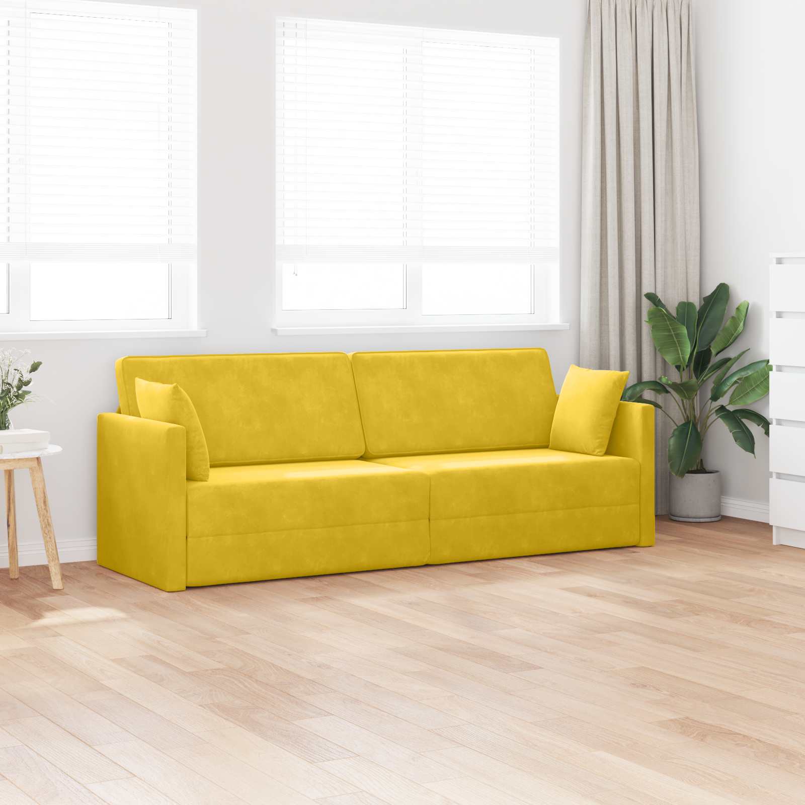 vidaXL Sofa podłogowa z funkcją spania Żółty 213 x 70 x 77 cm Aksamit