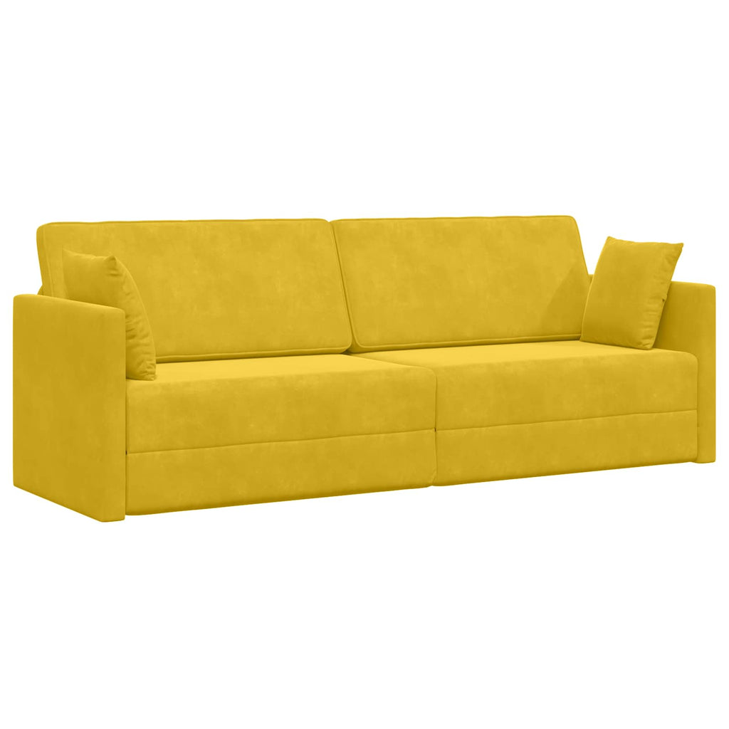 vidaXL Sofa podłogowa z funkcją spania Żółty 213 x 70 x 77 cm Aksamit