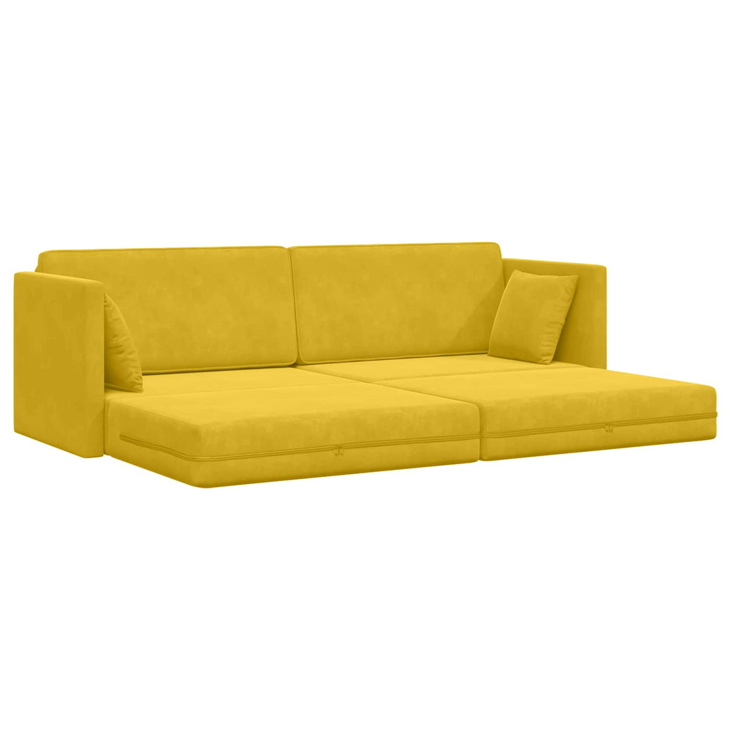 vidaXL Sofa podłogowa z funkcją spania Żółty 213 x 70 x 77 cm Aksamit