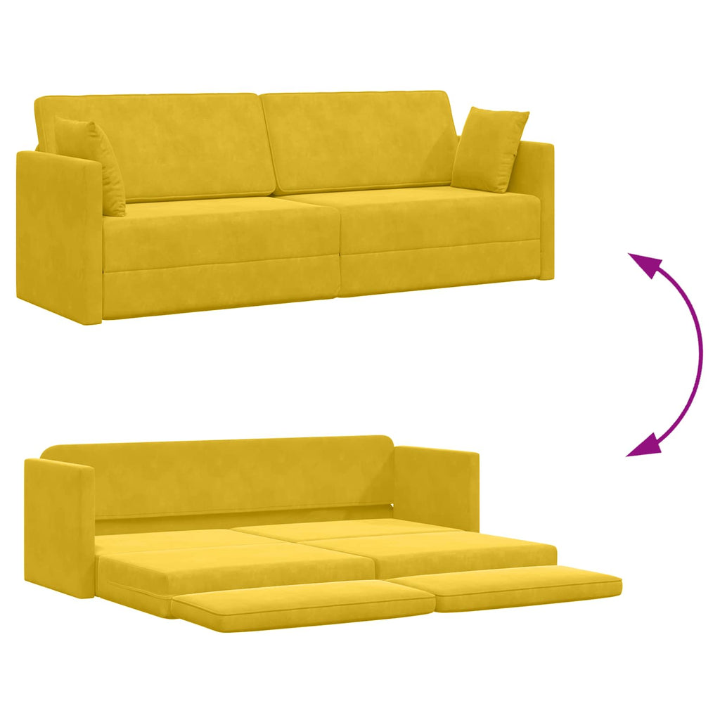 vidaXL Sofa podłogowa z funkcją spania Żółty 213 x 70 x 77 cm Aksamit